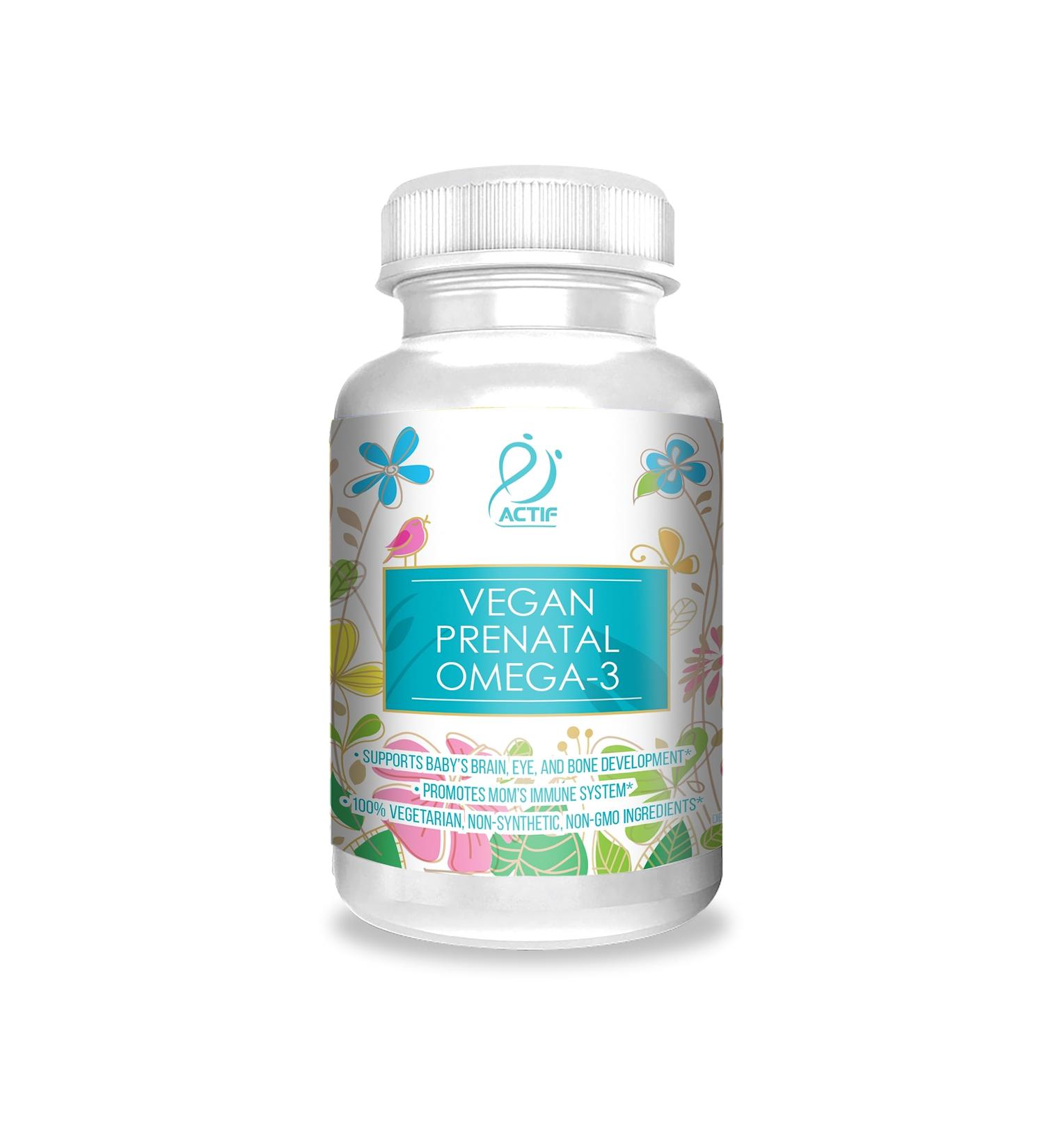 Actif Organic Vegan Prenatal Omega-3 with High Strength Algae Oil Formula 100% Natural Gluten-Free Non-GMO 90 Count 120 - Buy Online on GoSupps.com