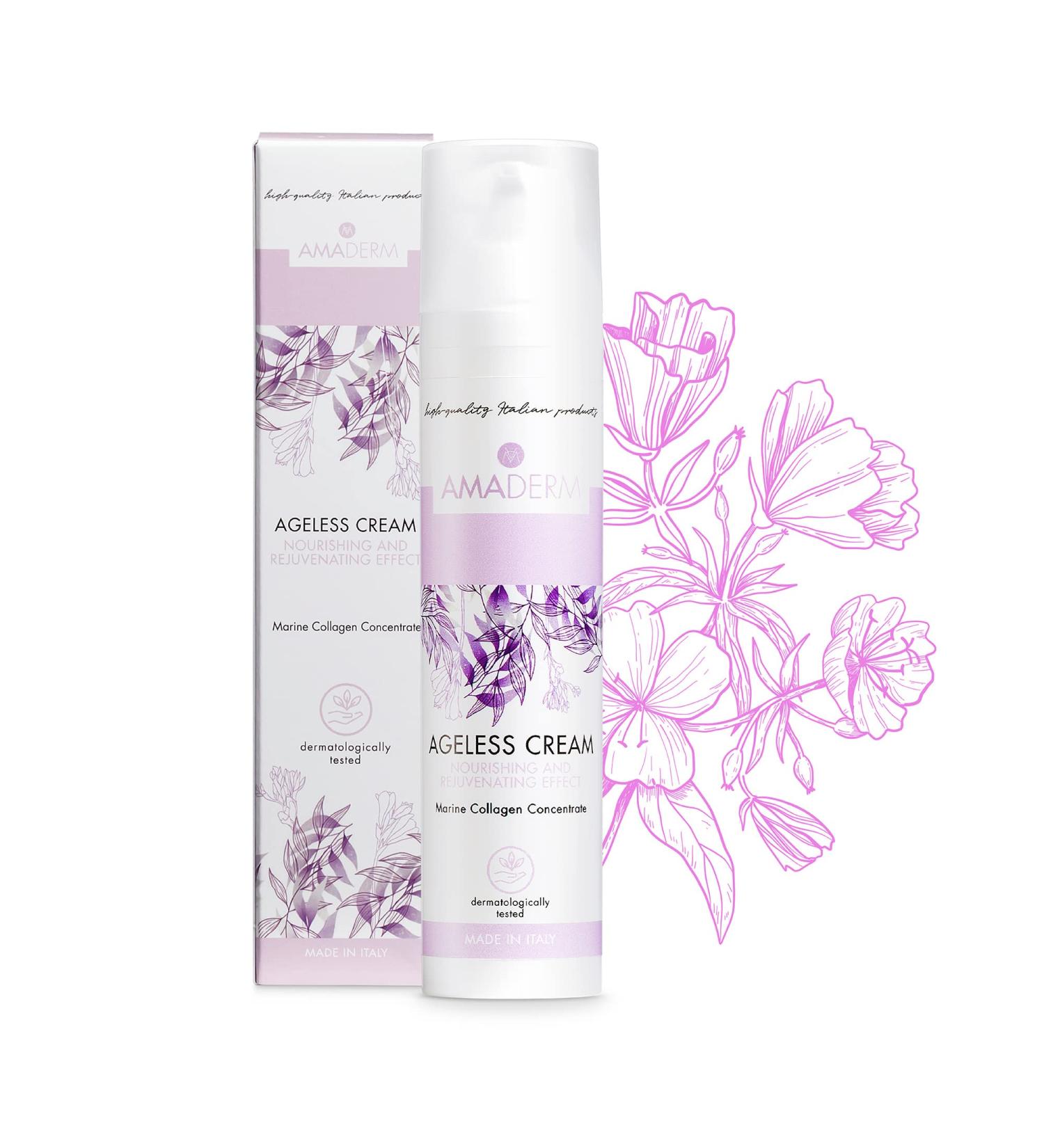 AMADERM Ageless Cream 50ml | Anti-Aging Face Cream for Women Over 35 | MADE IN ITALY Marine Collagen with Vitamin E and Peptides | PHENOXYETHANOL FREE - Buy Online on GoSupps.com