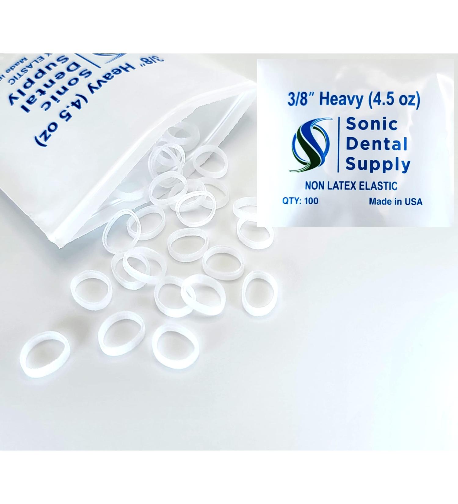3/8 Inch Orthodontic Elastic Rubber Bands - 100 Clear Latex-Free Bands - Heavy 4.5oz Small Rubberbands for Braces, Hair, Crafts - Made in USA - Buy Online on GoSupps.com