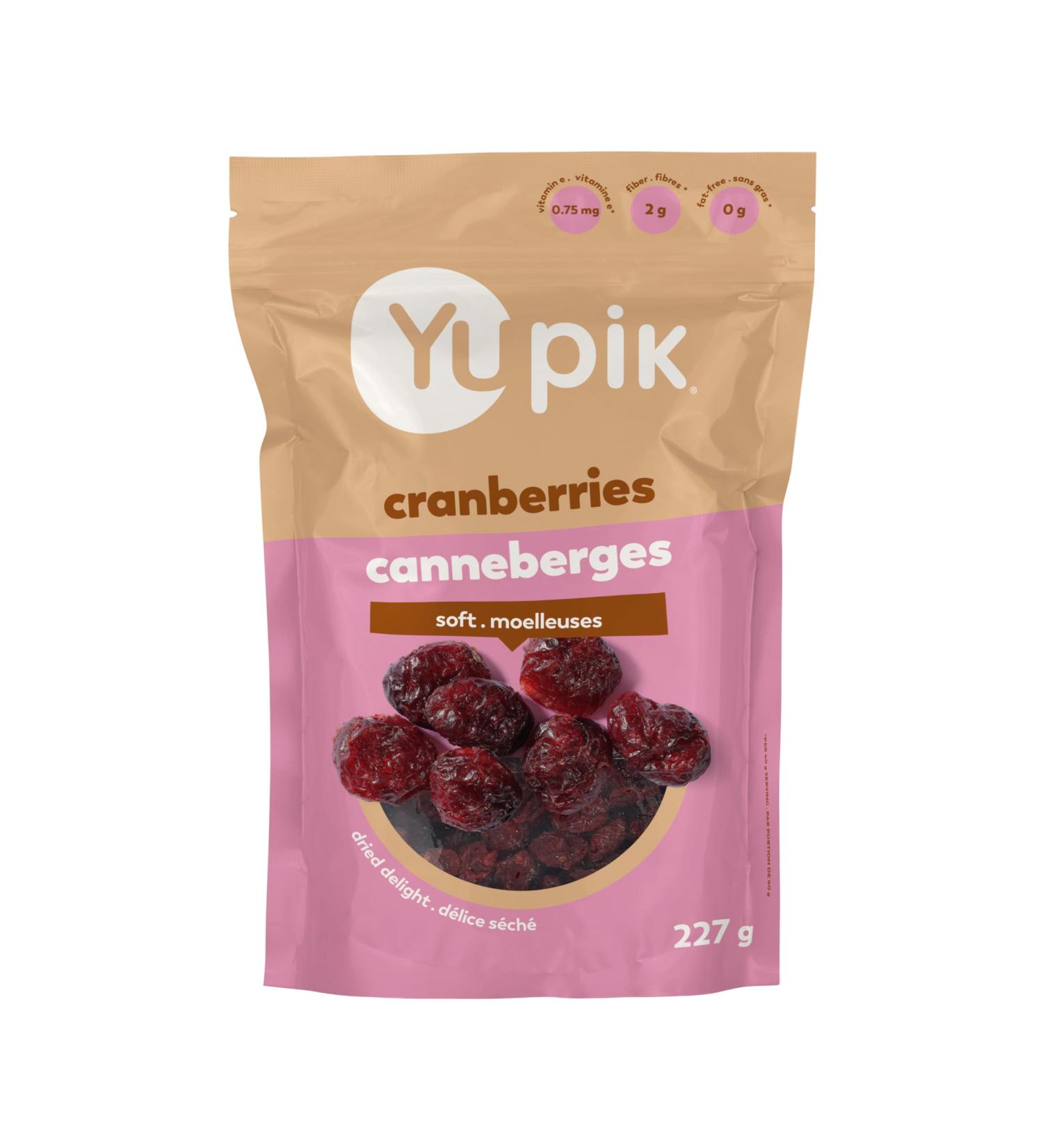 Yupik Dried Cranberries 227 g Gluten-Free Kosher Dried Fruits Whole Cranberries Lightly Sweetened Healthy Snacks - Buy Online on GoSupps.com