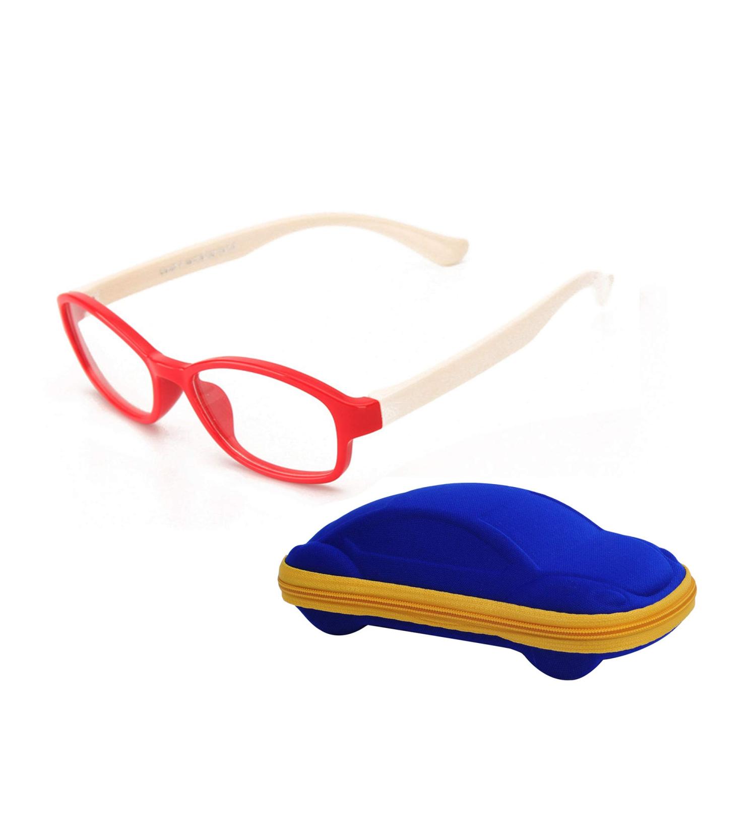 Stylish Children's Glasses Frame without Prescription - Clear Lenses for Boys & Girls Ages 5-12 | Includes Red & Blue Glasses Cases - Buy Online on GoSupps.com