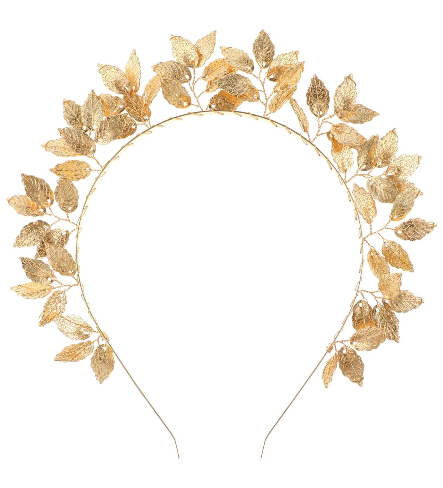 Minkissy Leaves Headband - Greek Goddess Costume Accessory for Weddings Pageants & Birthdays | Golden Luxury Hairpiece - Buy Online on GoSupps.com
