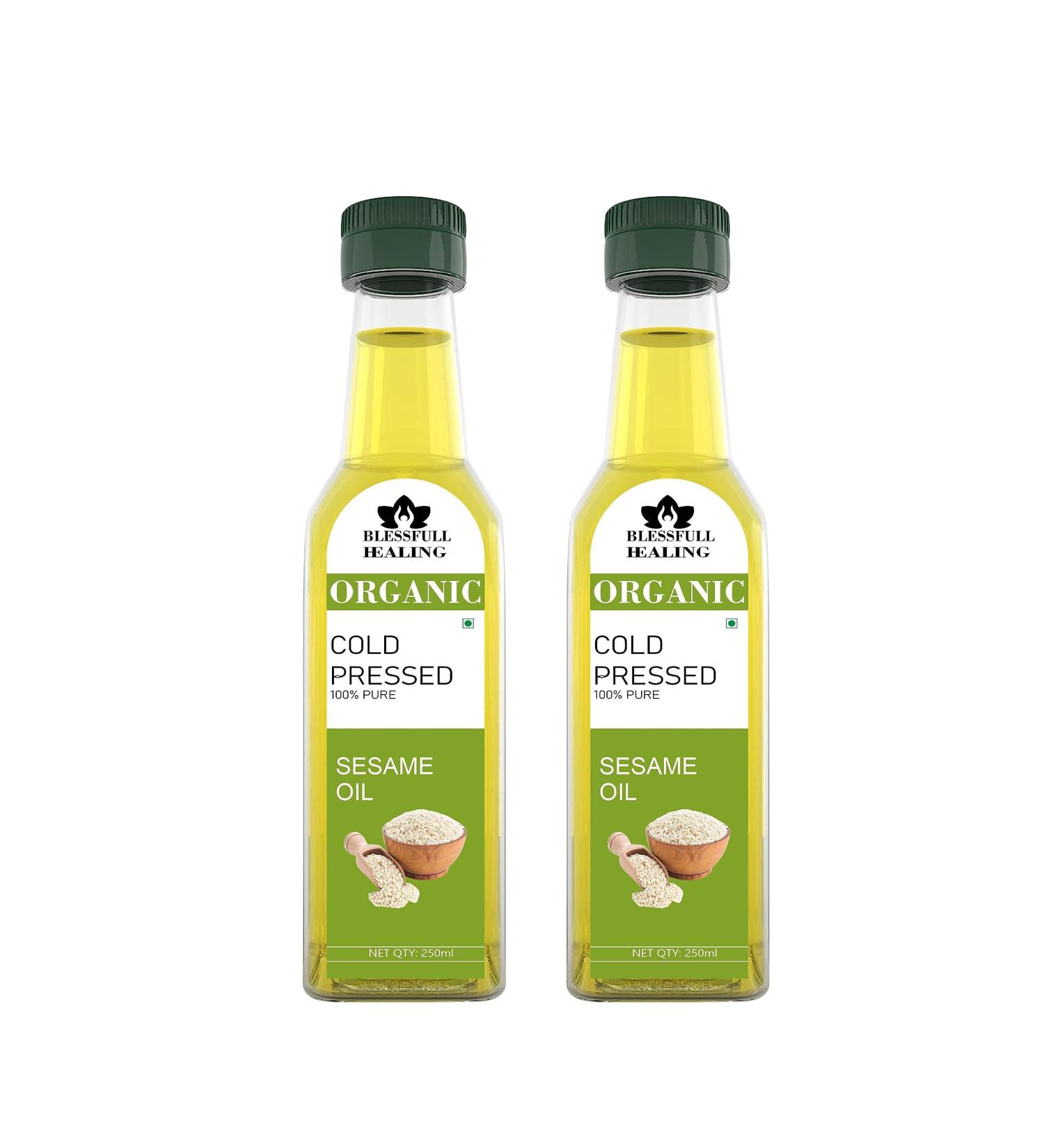 Blessfull Healing Cold Pressed Sesame Oil for Healthy Cooking Skin Glow 250 ml / 8.45 fl oz Pack of 2 - Buy Online on GoSupps.com