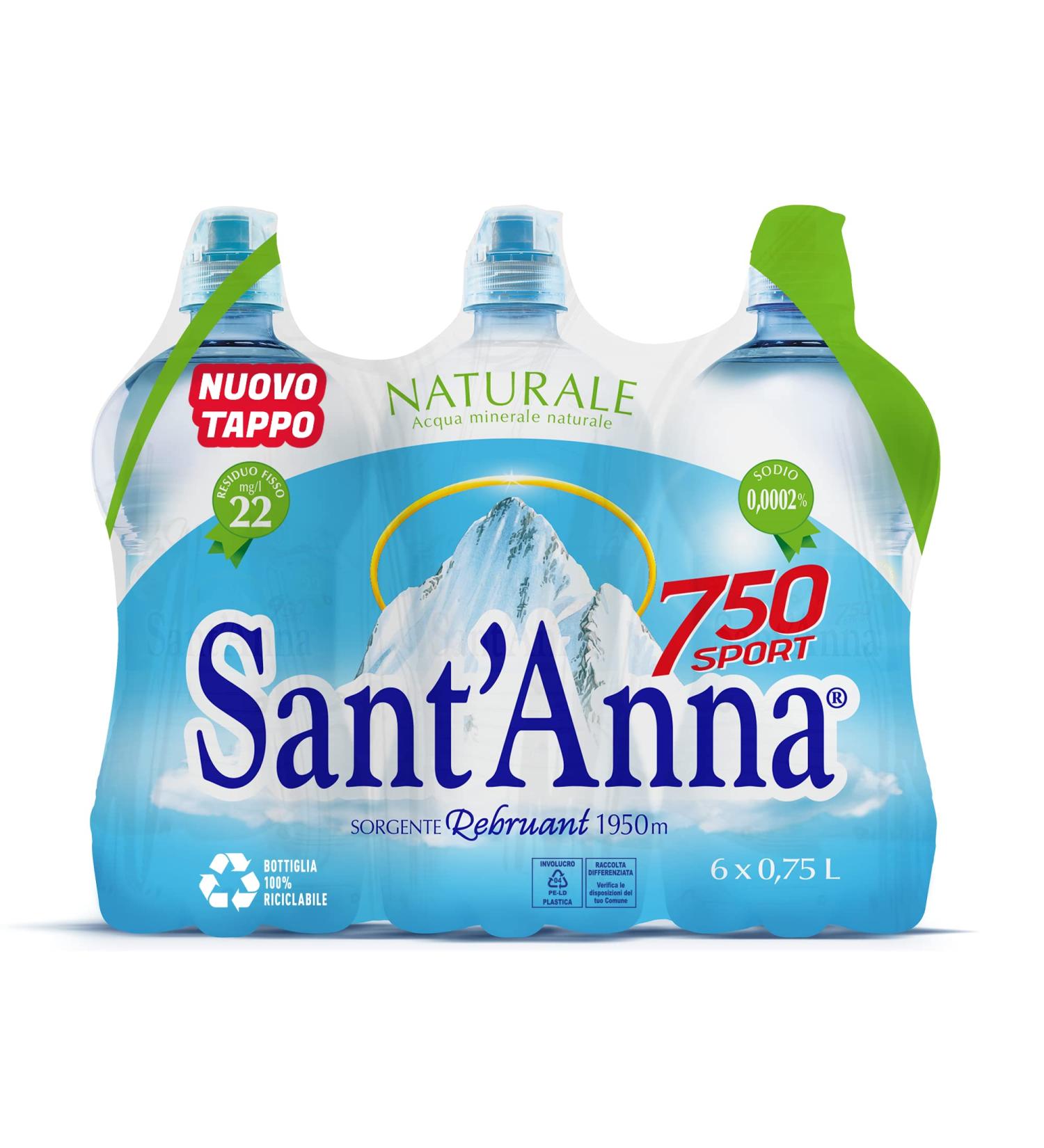 Sant'Anna Sport Mineral Water – 6 x 750 ml Bottles