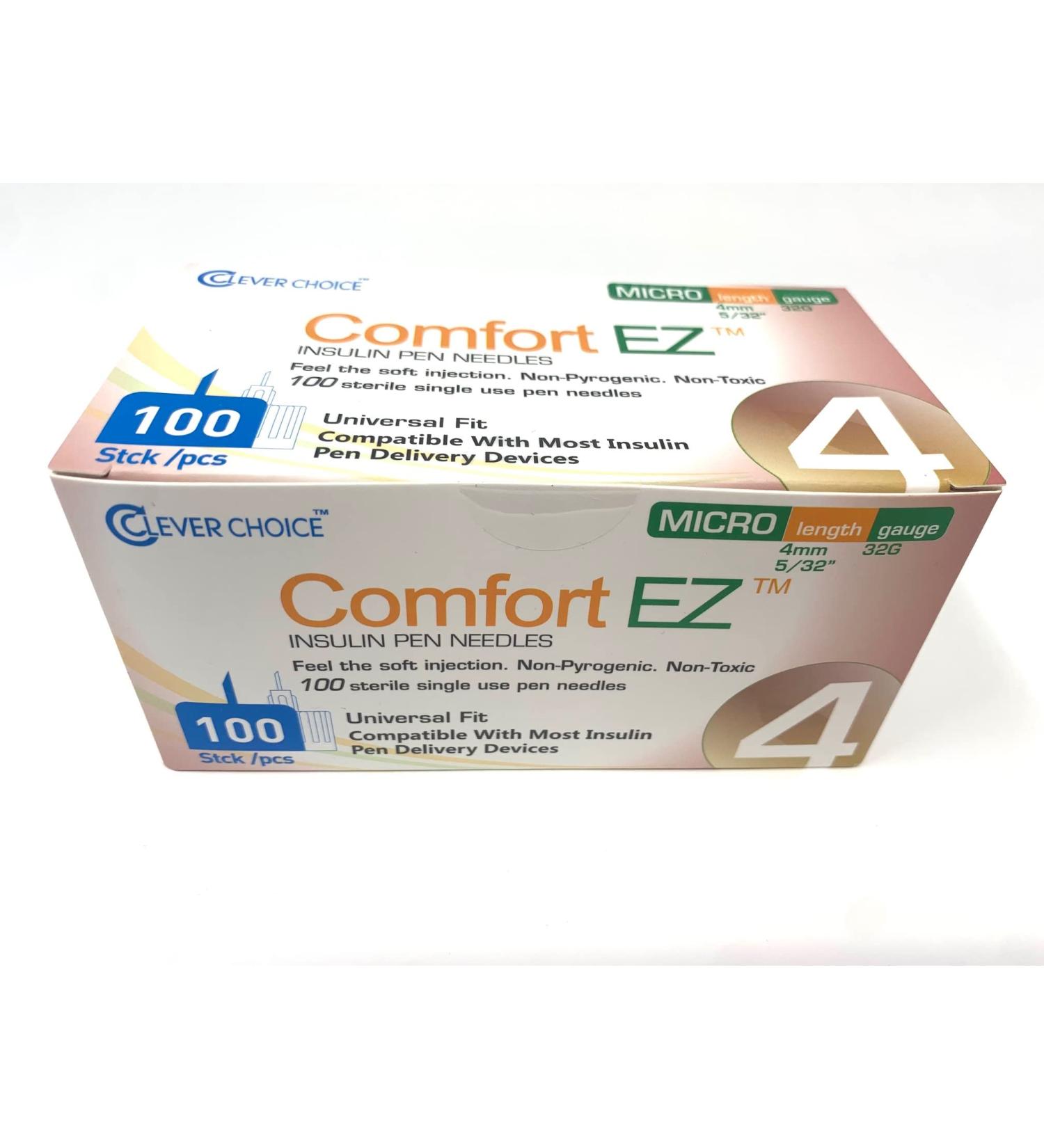 Comfort EZ Insulin Pen Needles 32G 4mm - 100 Count Box | Easy Comfort for Diabetes Management - Buy Online on GoSupps.com
