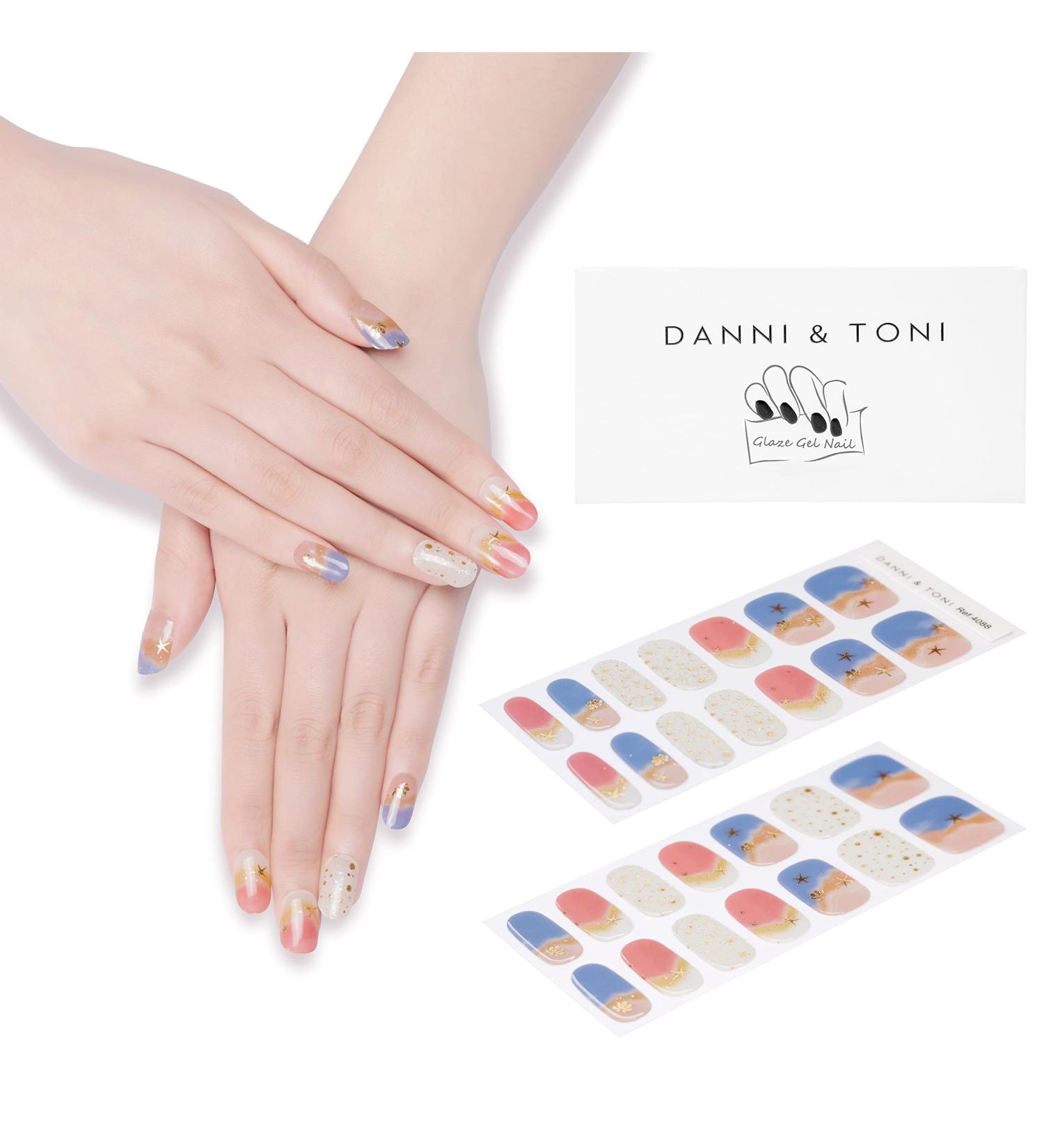 DANNI & TONI Semi Cured Gel Nail Strips - Summer Beach Holiday Gel Nail Stickers - 28 Stickers - Buy Online on GoSupps.com