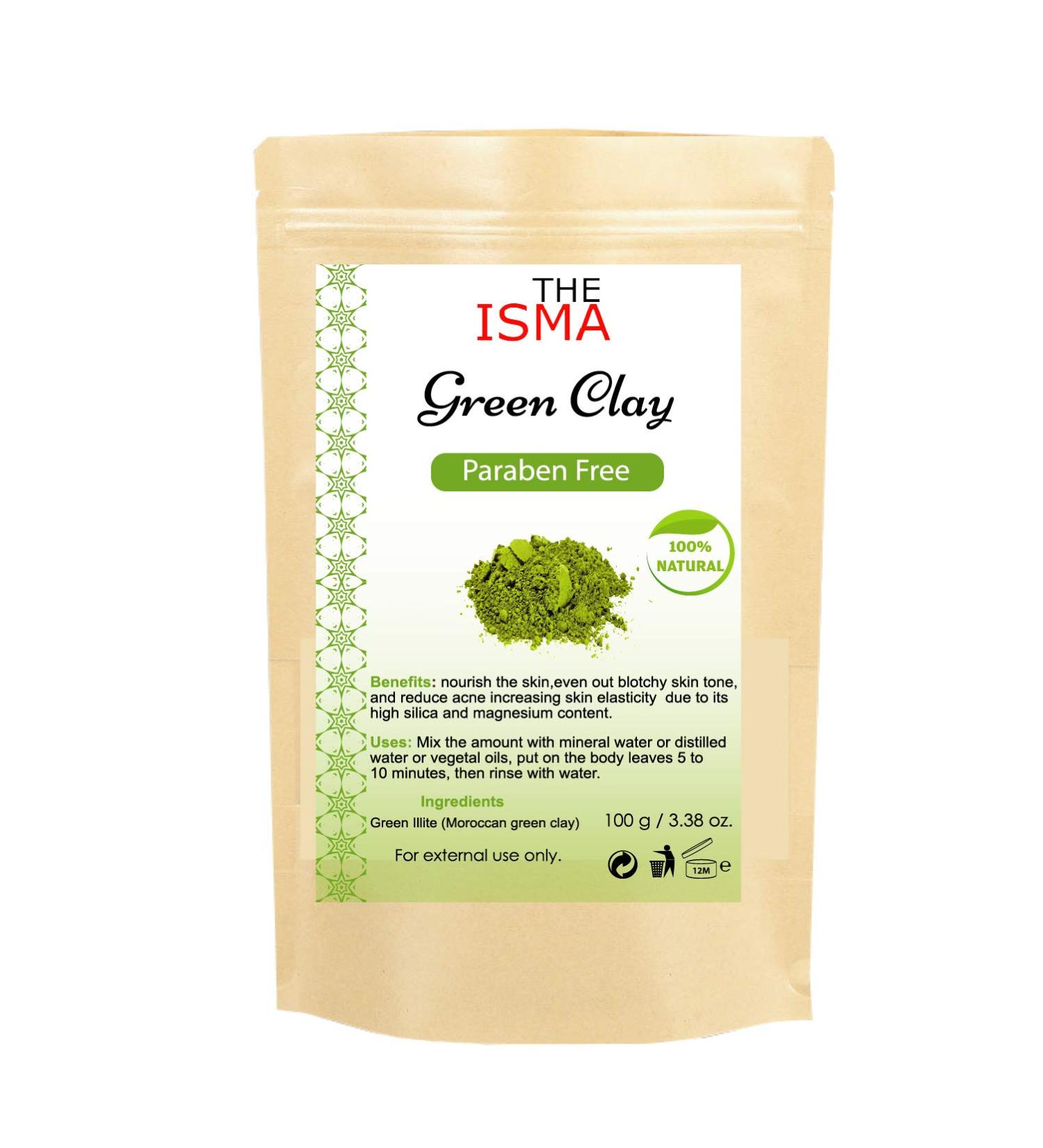  THE ISMA 100% Natural Kaolin Clay Facial Mask Paraben-Free Deep Pore Cleansing (100g Bag Green) - Buy Online on GoSupps.com