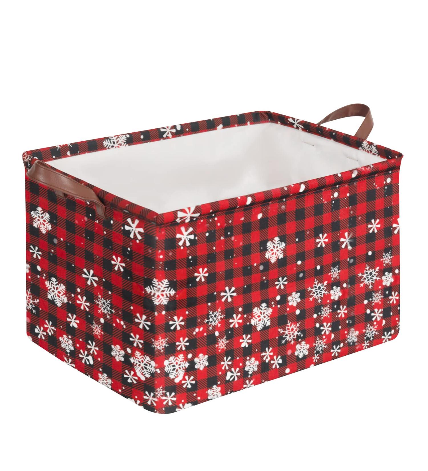 Christmas Snow Buffalo Storage Bin Basket - Collapsible Waterproof Canvas Cube for Toys, Clothes, Nursery - Gift Basket - Buy Online on GoSupps.com