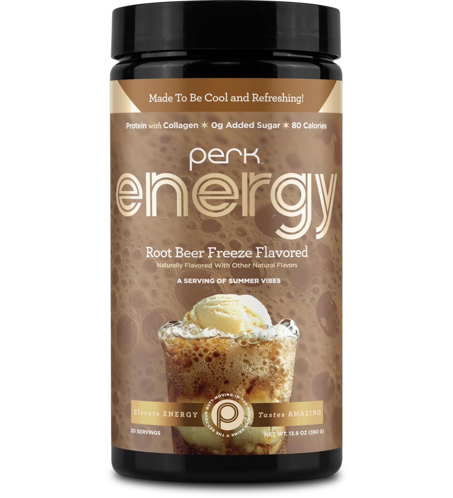 Buy Perk Energy Original Root Beer Freeze (20 Servings) - Gluten Free Soy Free Peanut Free - International Shipping Available - Buy Online on GoSupps.com