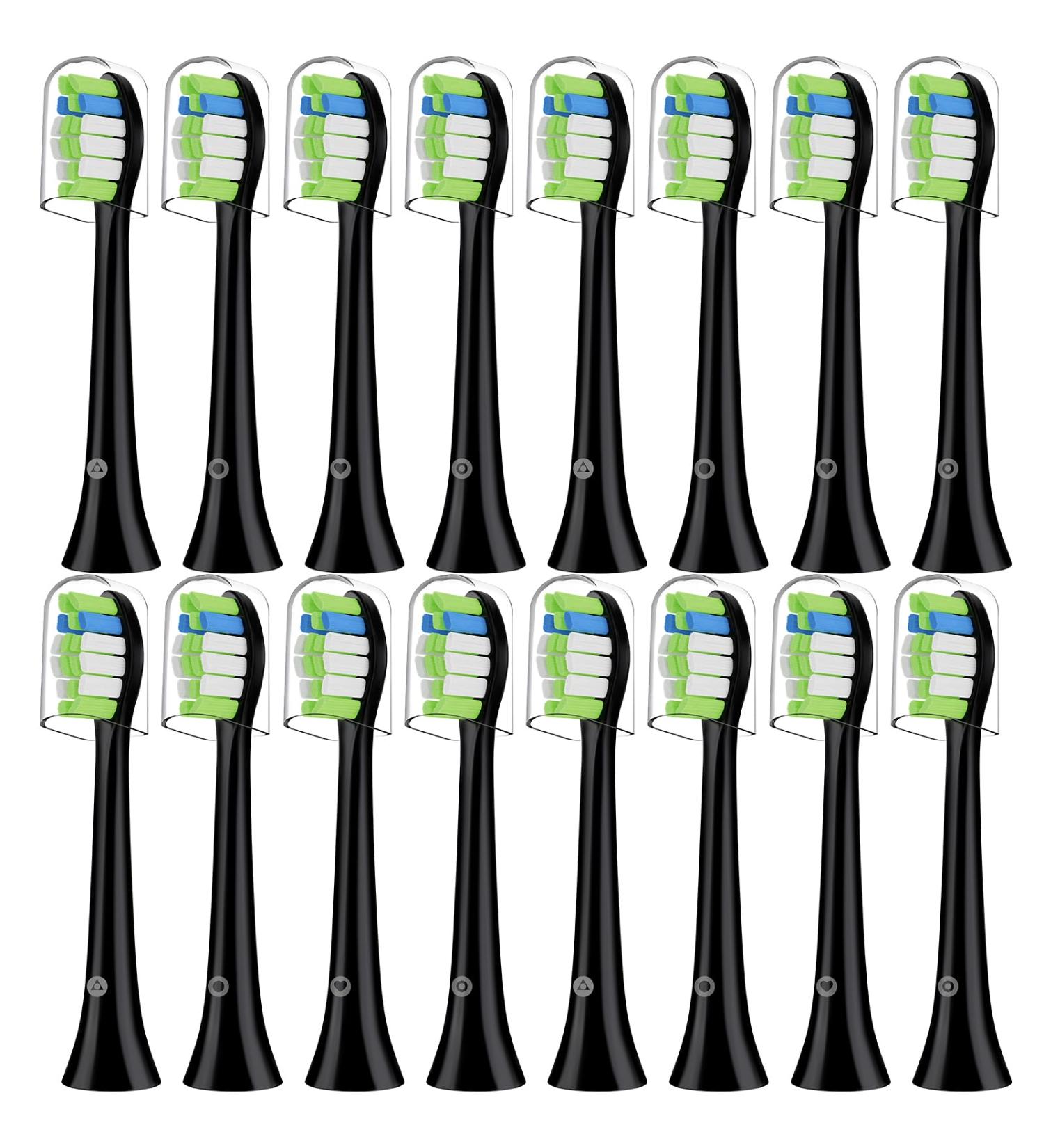 Replacement Toothbrush Heads for Philips Sonicare DiamondClean & ProtectiveClean | 16 Black Heads Compatible with C2 4100 6100 6500 5100 - International Shipping Available - Buy Online on GoSupps.com