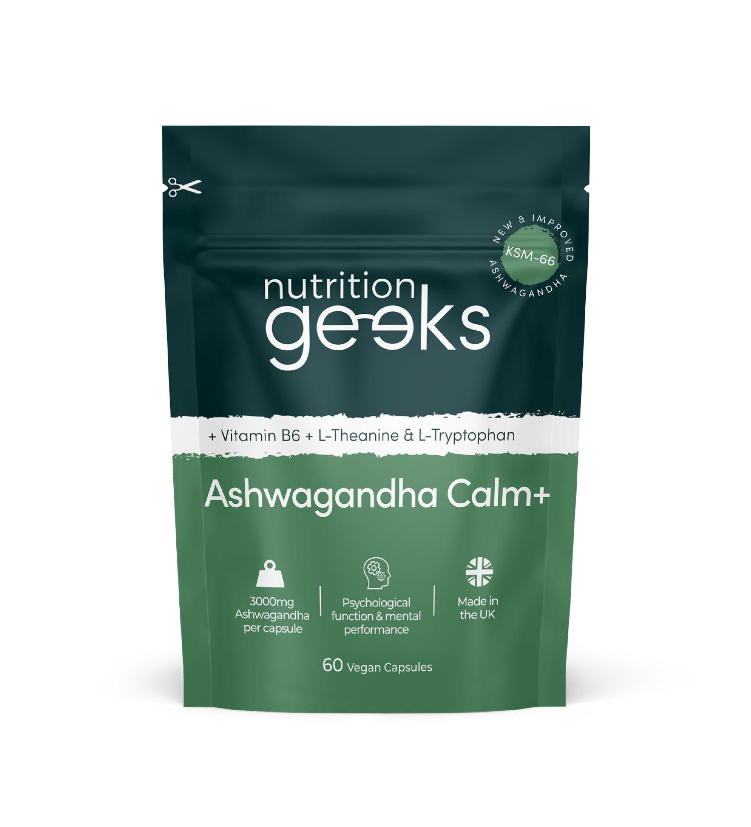Ashwagandha KSM 66 Complex 3000mg with Amino Acids & Vitamin B6 - Sleep Aid & Calm (2 Month Supply) - Vegan Capsules - Made in UK - Buy Online on GoSupps.com