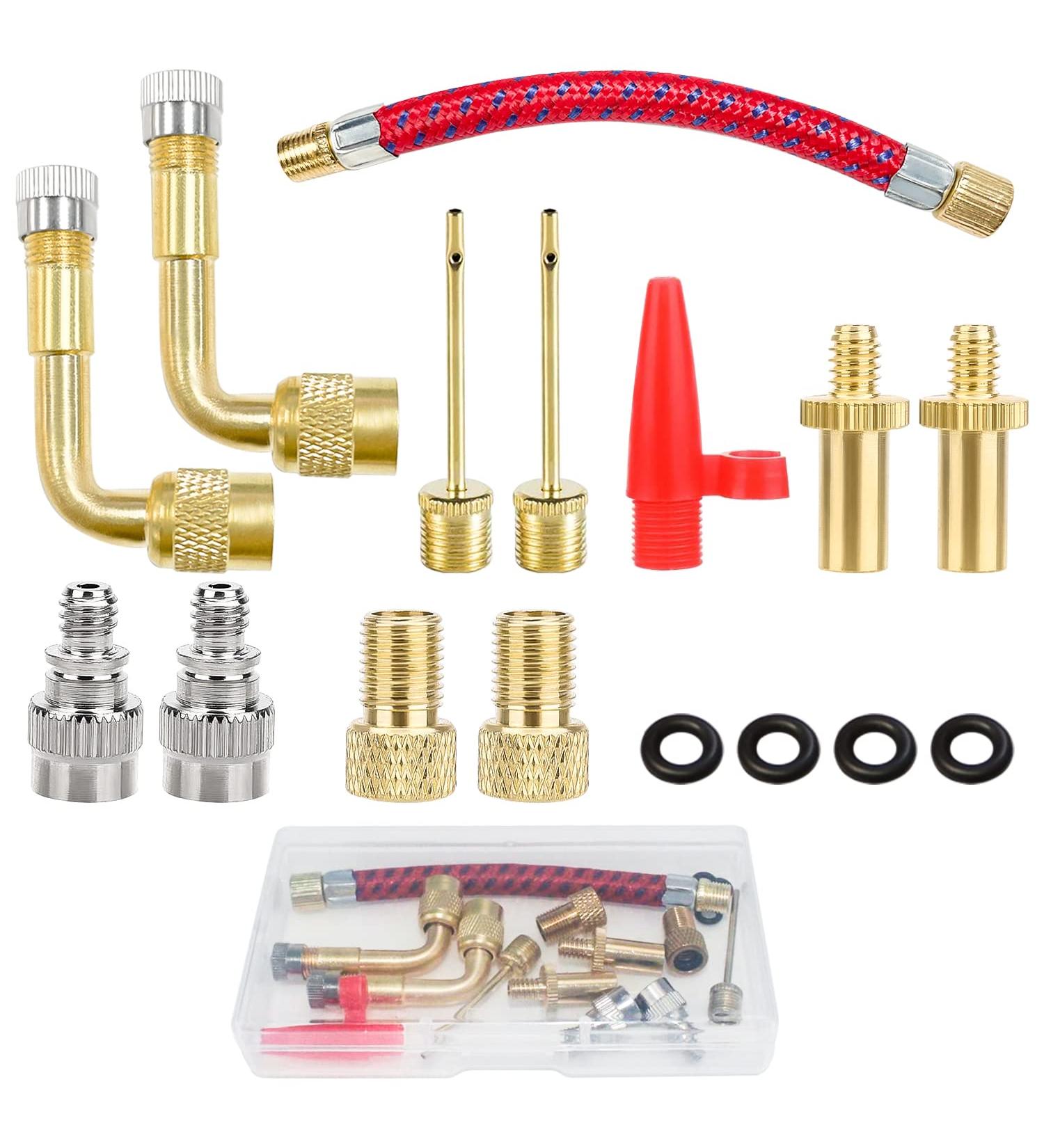 12-Piece Bicycle Valve Adapter Set - High Quality Brass for DV SV AV | Universal Fit for Bike Ball & Air Pumps - Buy Online on GoSupps.com