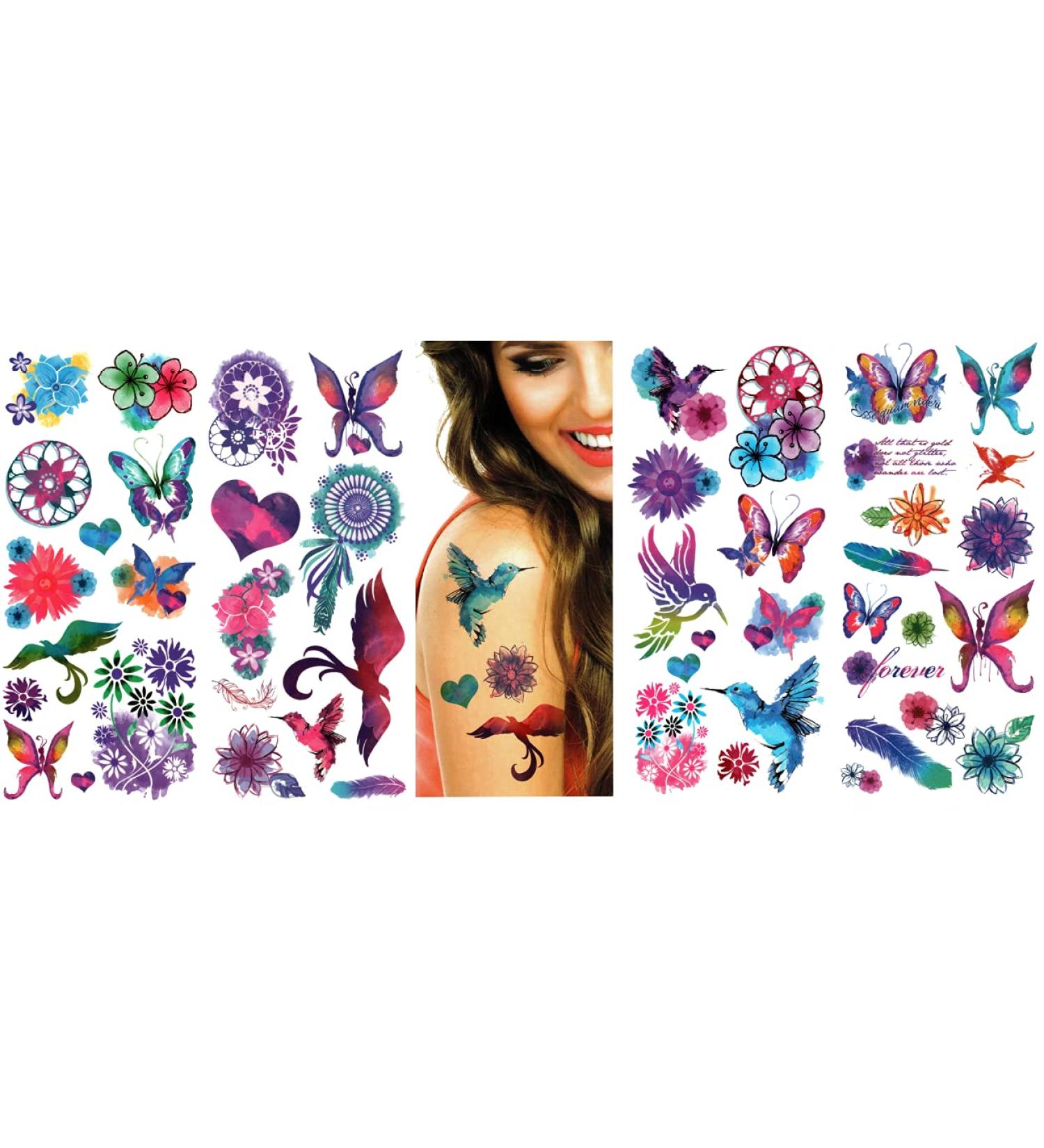 American Made Realistic Temporary Arm Sleeve Tattoos - 48 Watercolor Designs for Men and Women - Buy Online on GoSupps.com
