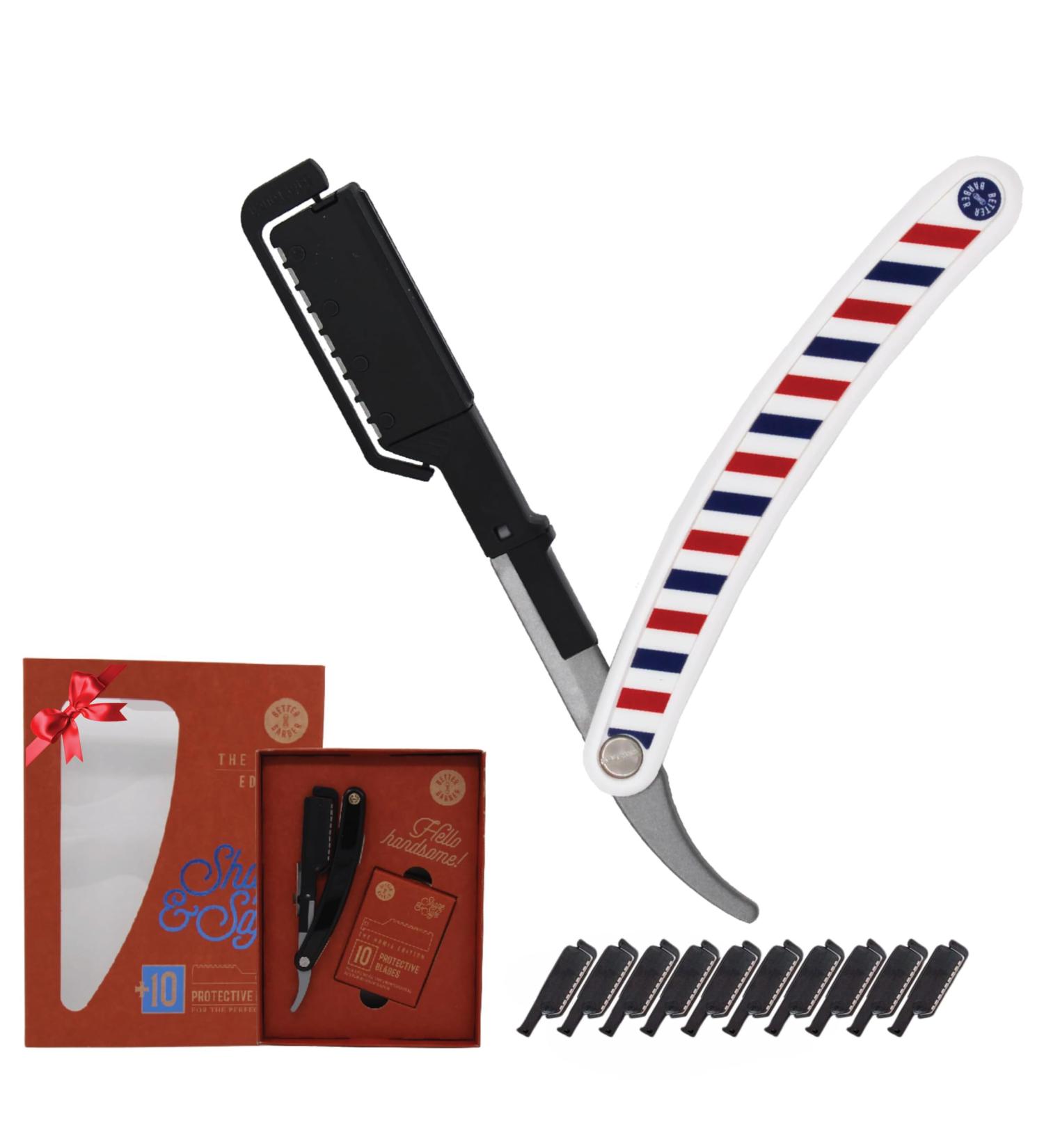 Homie Patented Straight Edge Razor for Men | Close Shaving with 11 Disposable Blades | Easy-to-Use Single Edge Razor with Safety Lock | Premium Barber White Quality - Buy Online on GoSupps.com