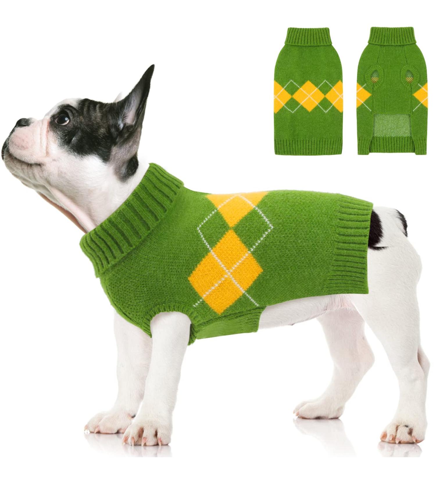 Shop Pet Soft Winter Sweater for Dogs | Warm Knitted Wool Clothing for Small & Medium Breeds - XXL Green - Buy Online on GoSupps.com