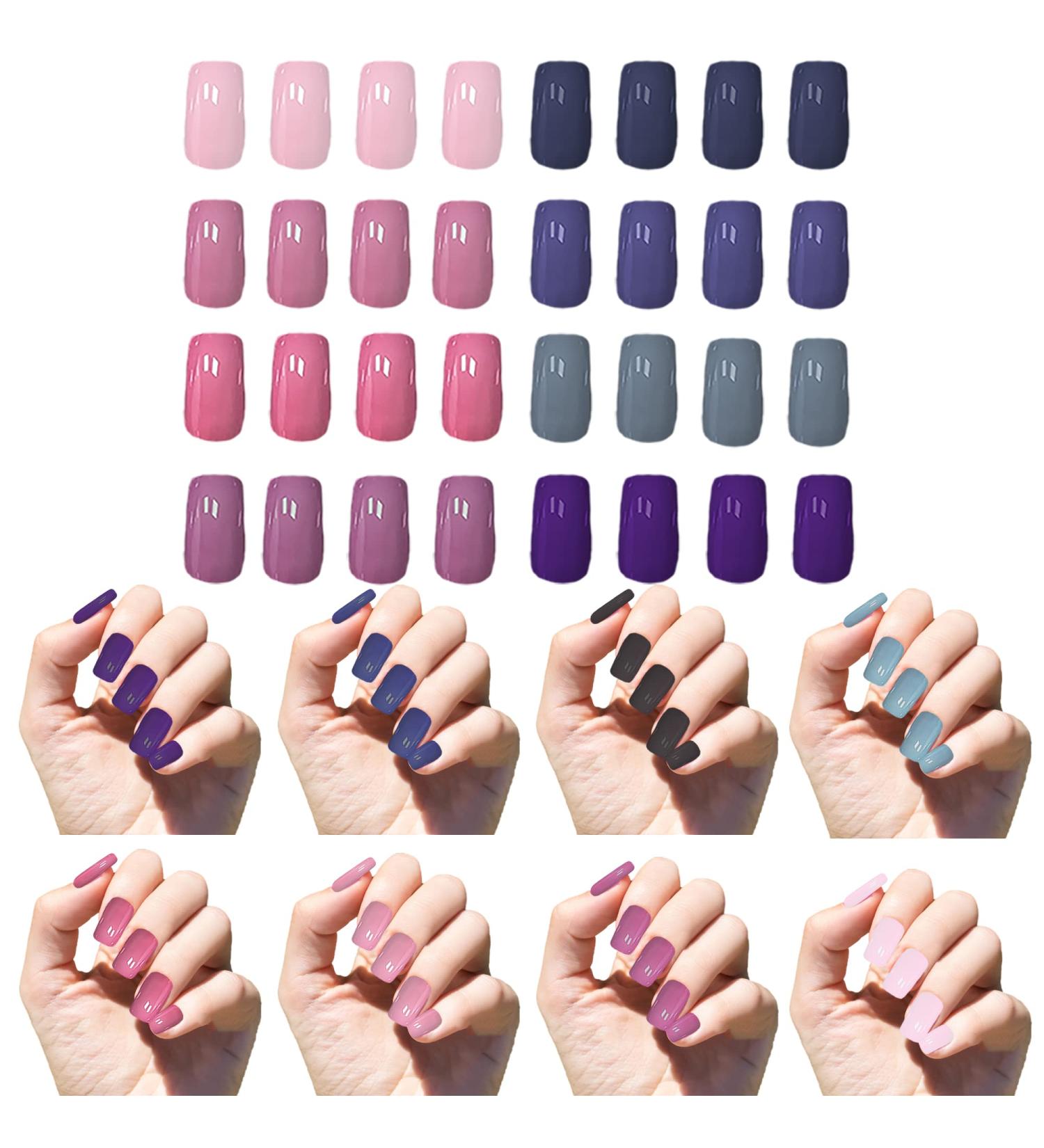 MUACHCHA 8 Pack 192 Pieces Colorful Acrylic False Nails Medium Length Square Press on Nails - DIY Nail Art Kit for Women/Girls - Manicure Salon Decor - Buy Online on GoSupps.com