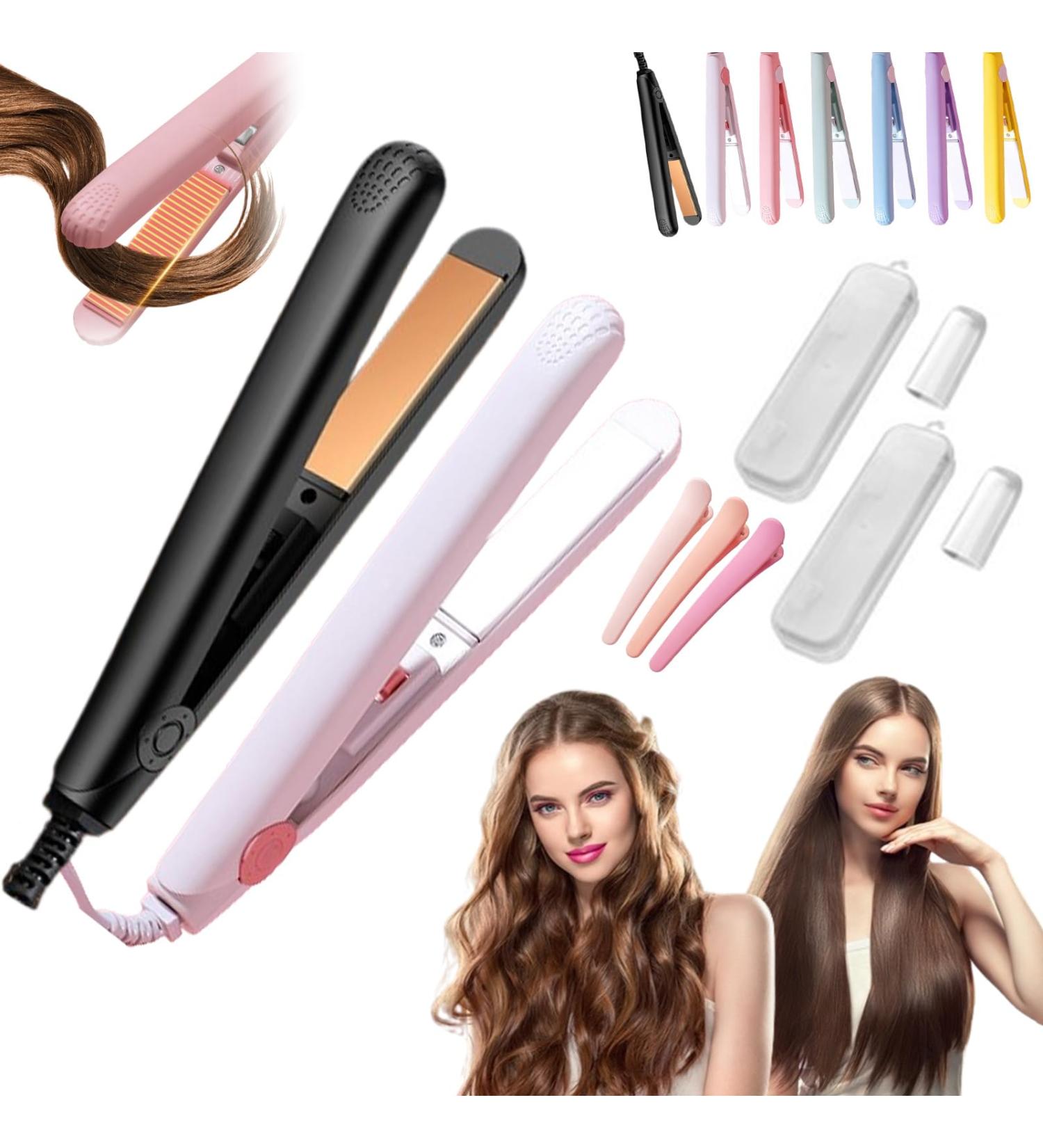 Mini Dual-Purpose Curling Iron Mini Curling Iron for Short Hair Ceramic Mini Hair Curler 2 In 1 Mini Hair Curler Mini Curling Wand & Flat Iron Hair Straightener Travel Size (2pcs-D) - Buy Online on GoSupps.com