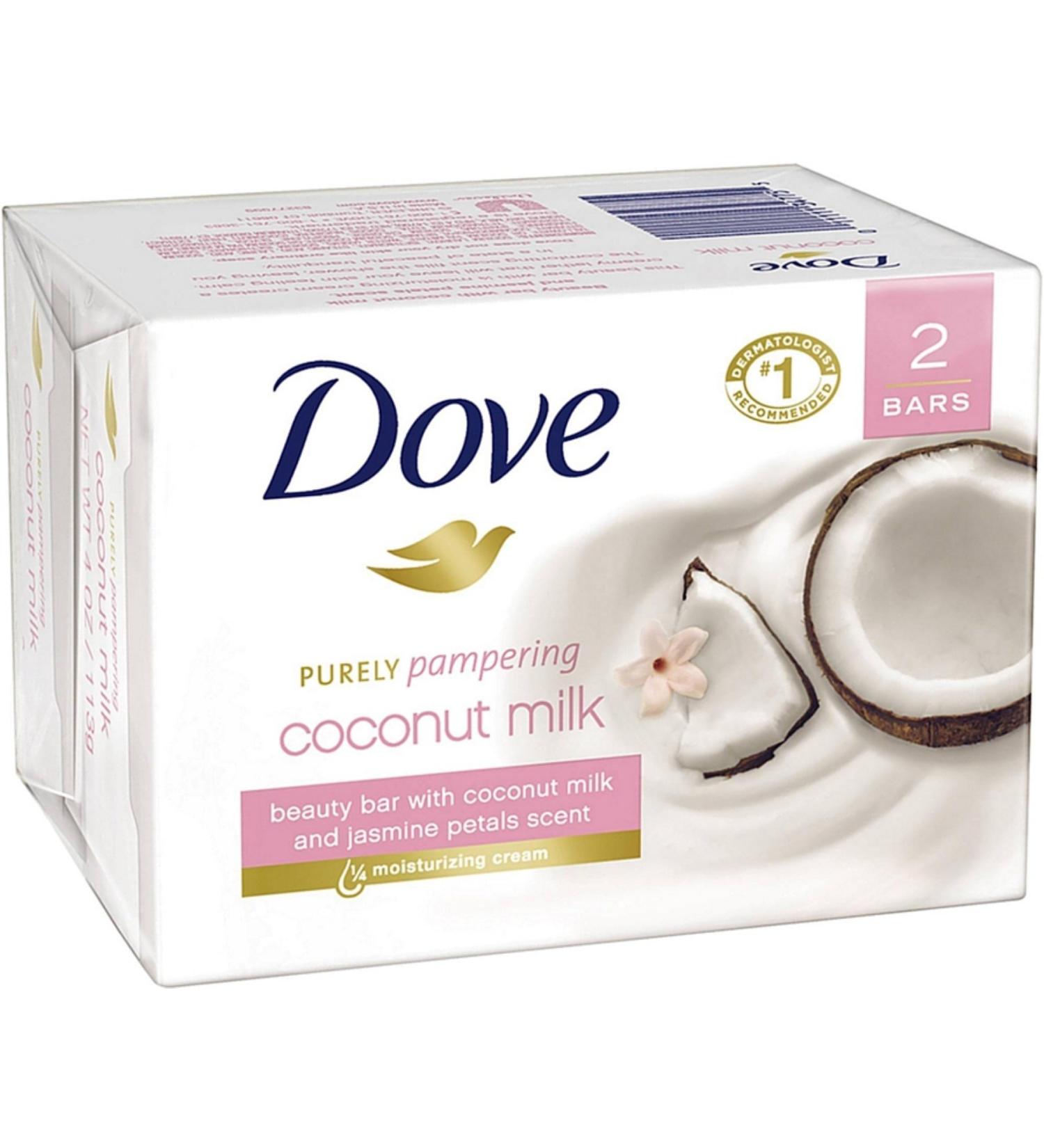 Dove Purely Pampering Beauty Bars Coconut Milk 4 oz bars 2 ea (Pack of 2)