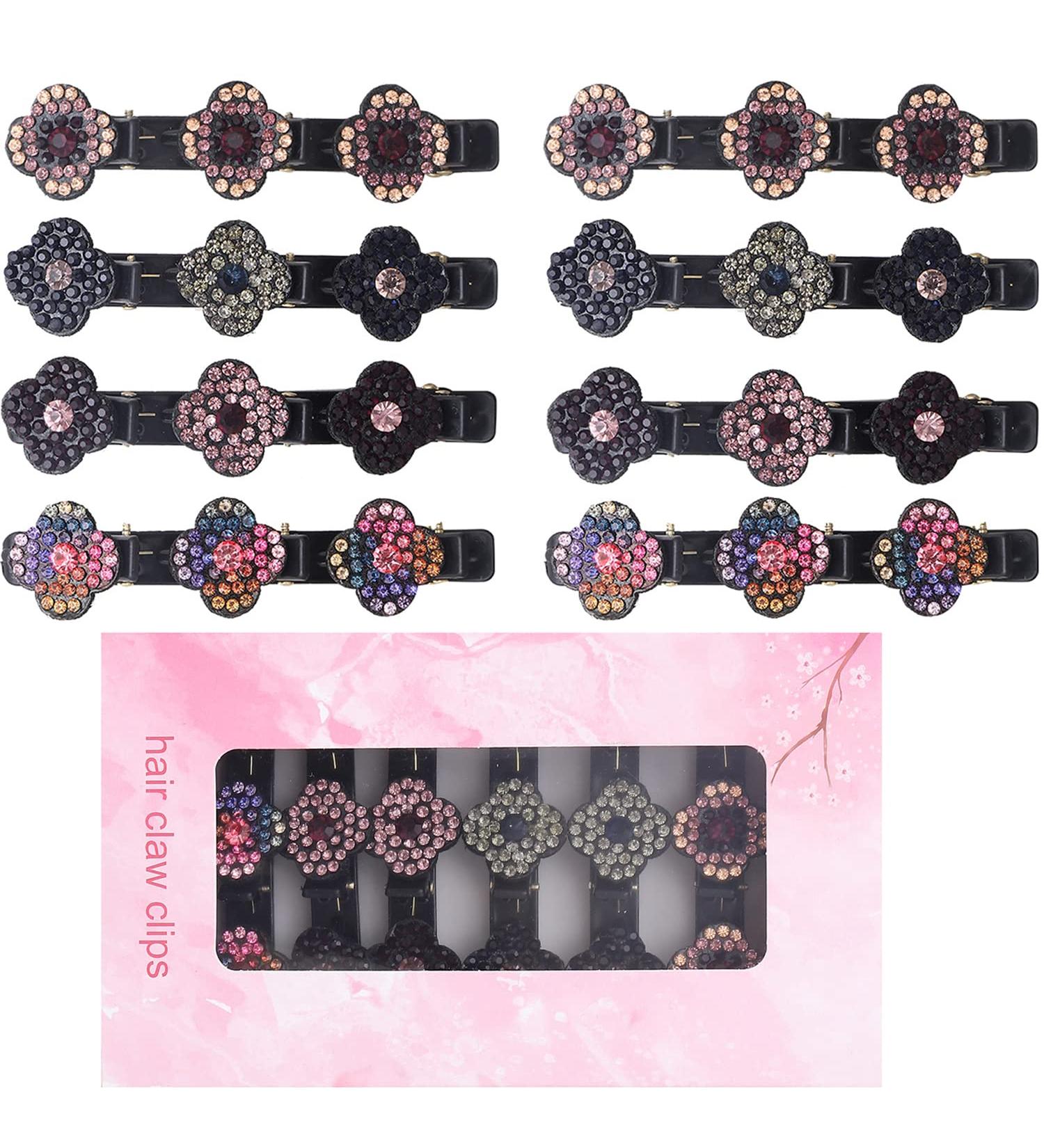 8 Pack Sparkling Crystal Stone Braided Hair Clips for Women and Girls - RSvelte Rhinestone Hair Accessories - Buy Online on GoSupps.com