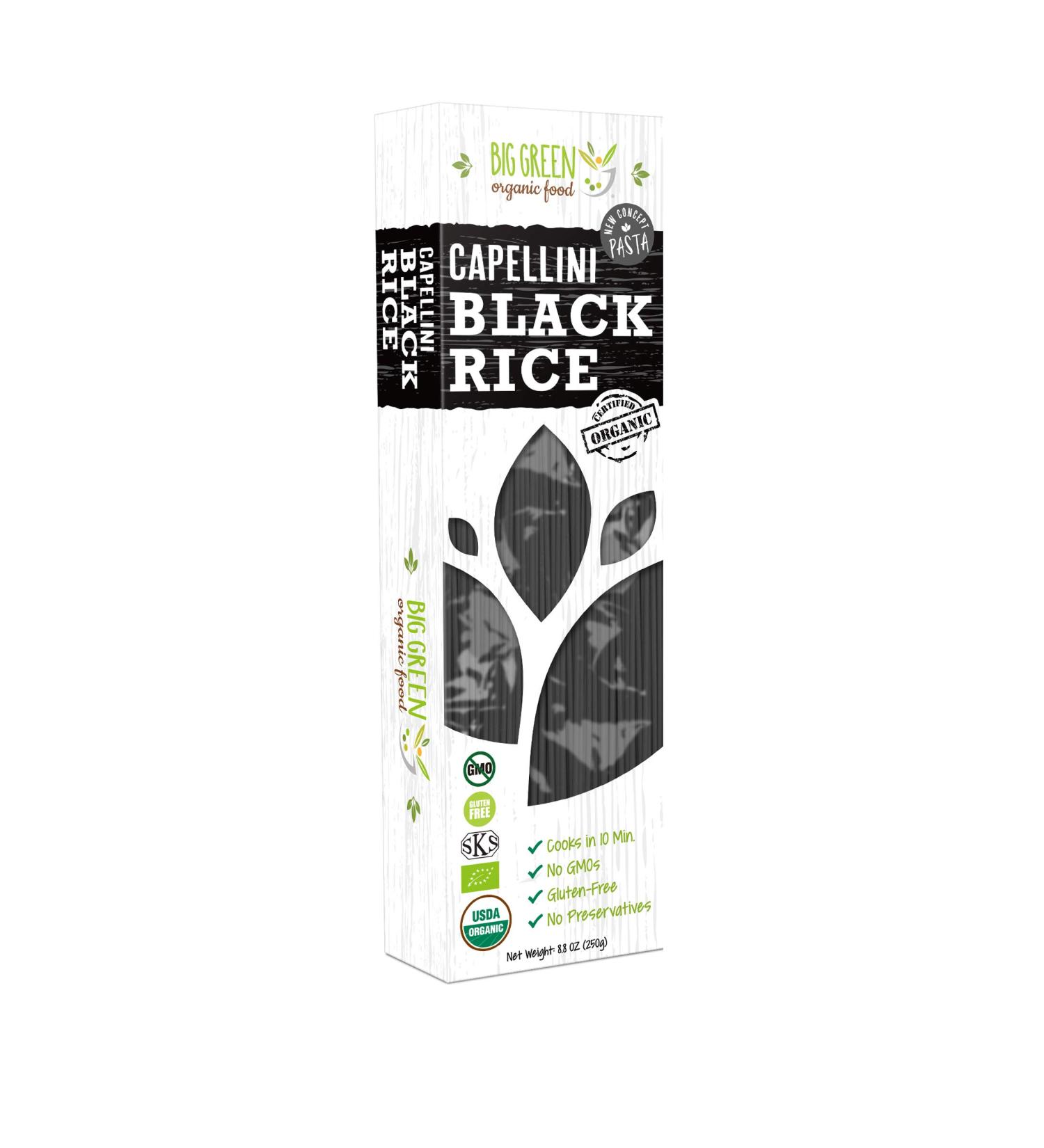 Big Green Organic Food- Organic Black Rice Capellini, 8.8oz, Gluten-Free, Non-GMO, Vegan (1)