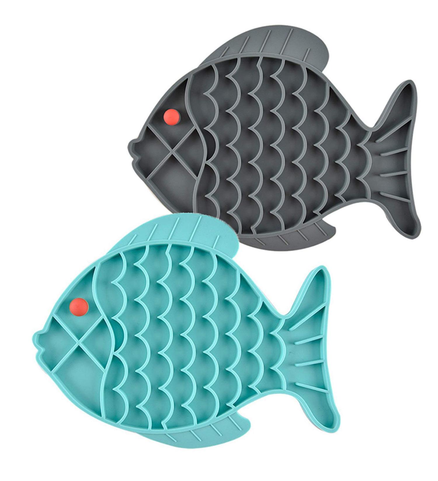 Fish-Shaped Cat Slow Feeder Bowl & Puzzle Mat - Anxiety Relief and Slow Eating for Small Dogs & Cats - Cat Treat Toy - 2 Pack - Buy Online on GoSupps.com