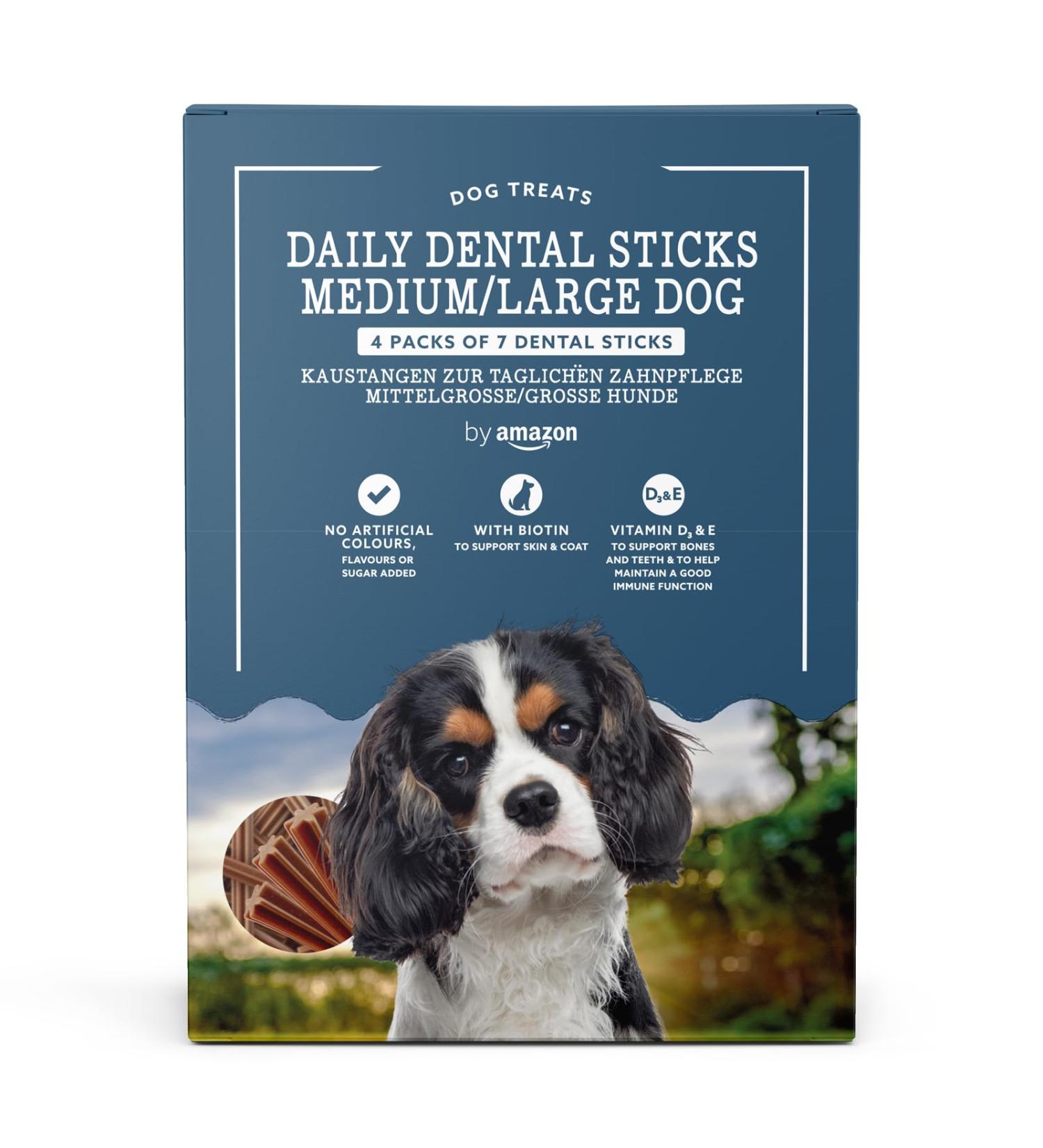 by Amazon - Daily Use Dental Sticks - Medium/Large Dogs 4x270g (1.08kg) - Buy Online on GoSupps.com