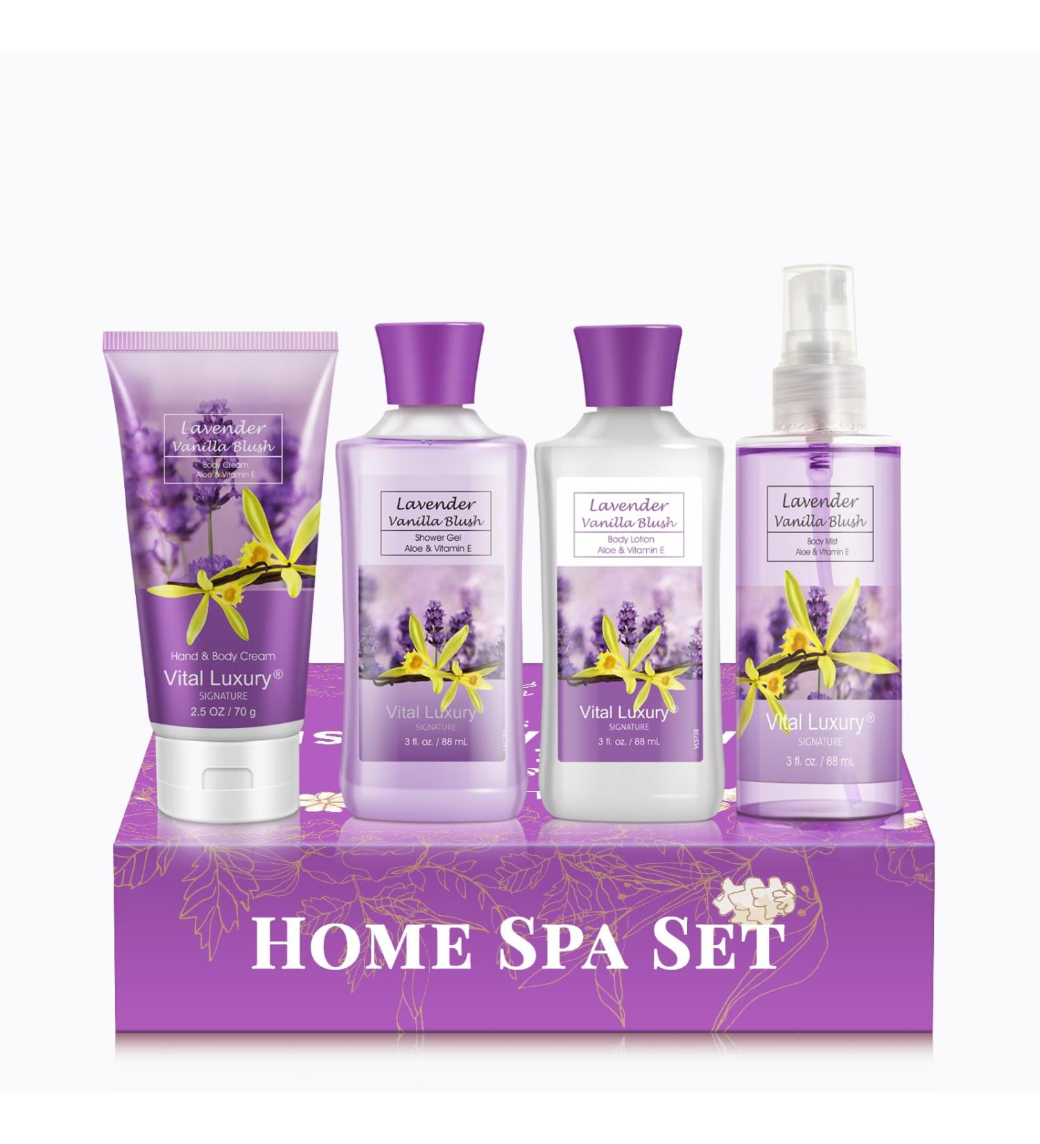 Luxurious Bath & Body Travel Kit - Lavender Vanilla Blush Mist Lotion Shower Gel & Cream - Perfect 3 Fl Oz Skincare Gift Set for Home Spa - Buy Online on GoSupps.com