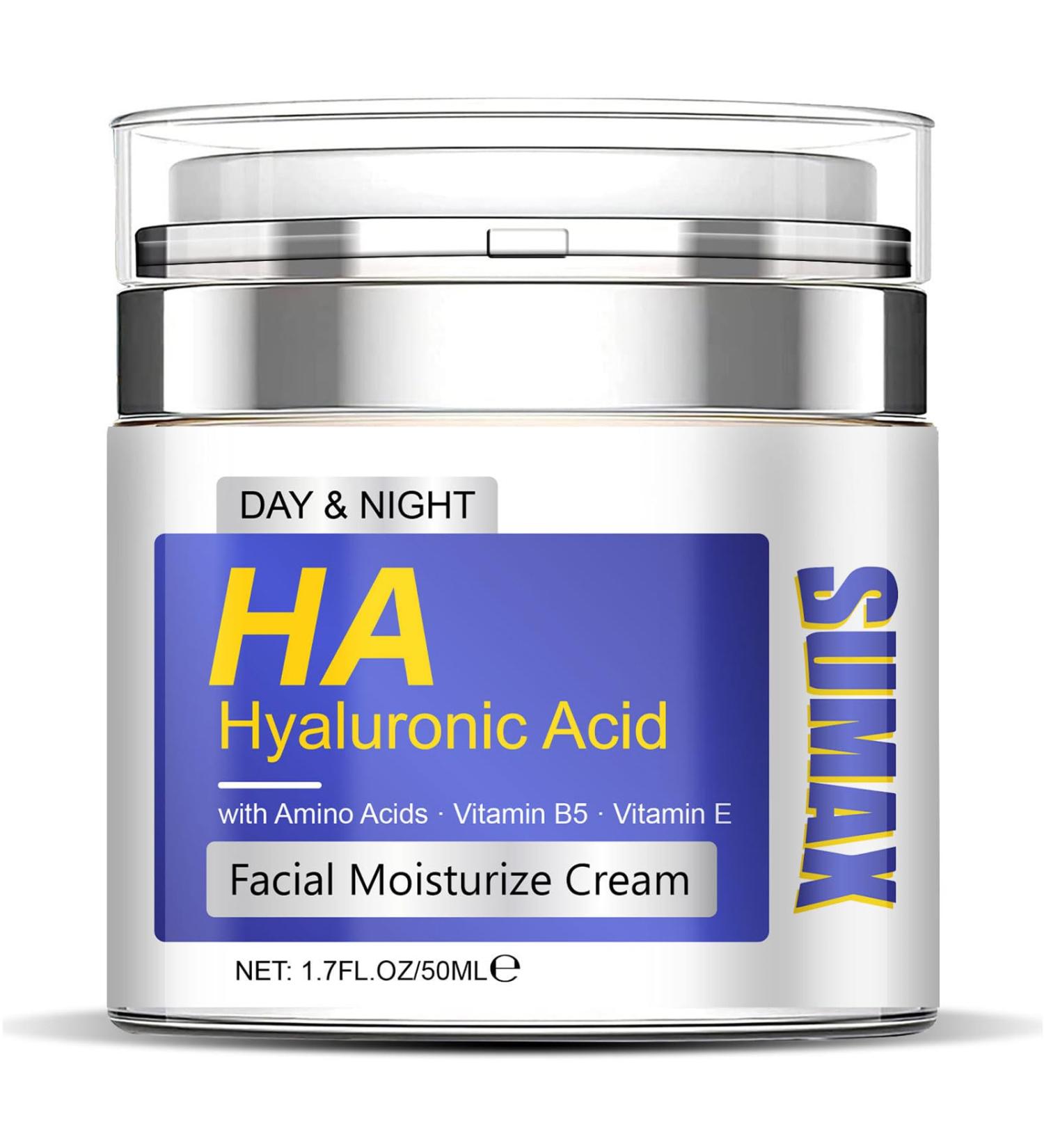 Hyaluronic Acid Moisturizer with Airless Pump Facial Moisturize Cream with Amino Acids Vitamin B5 Vitamin E Anti-Aging Hydrating Reducing Fine Lines for Women Suitable for Dry Skin 1.7 Fl. Oz - Buy Online on GoSupps.com