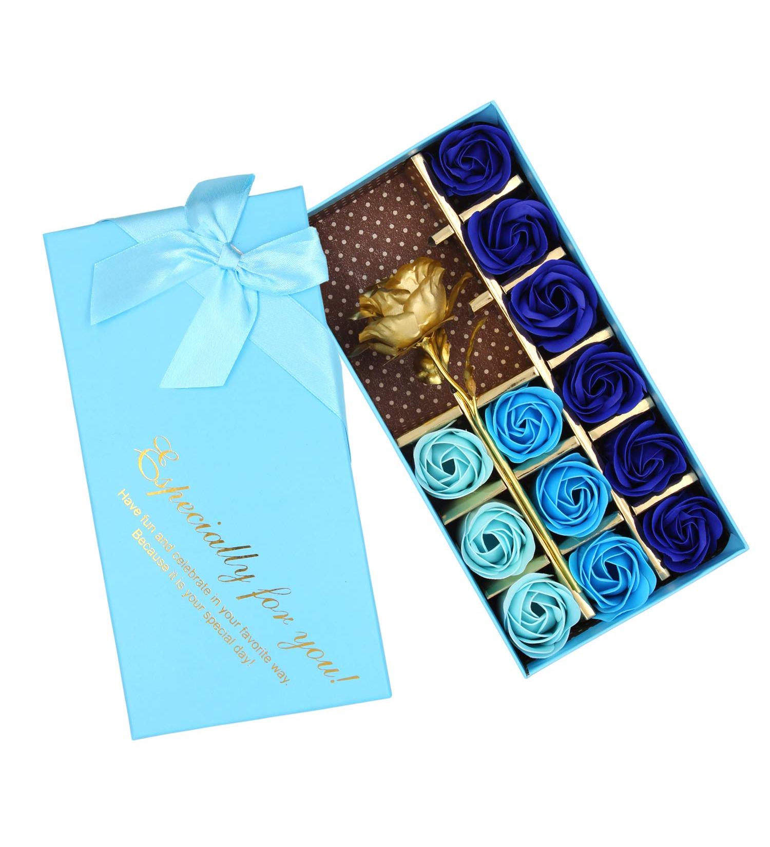 Rotumaty Floral Scented Rose Soap Set with Essential Oil and Flower Petals - Perfect Gifts for Women, Girls, Mom, Lover - Birthday, Valentine, Christmas - 12 PCS Blue - 13 Count - Buy Online on GoSupps.com