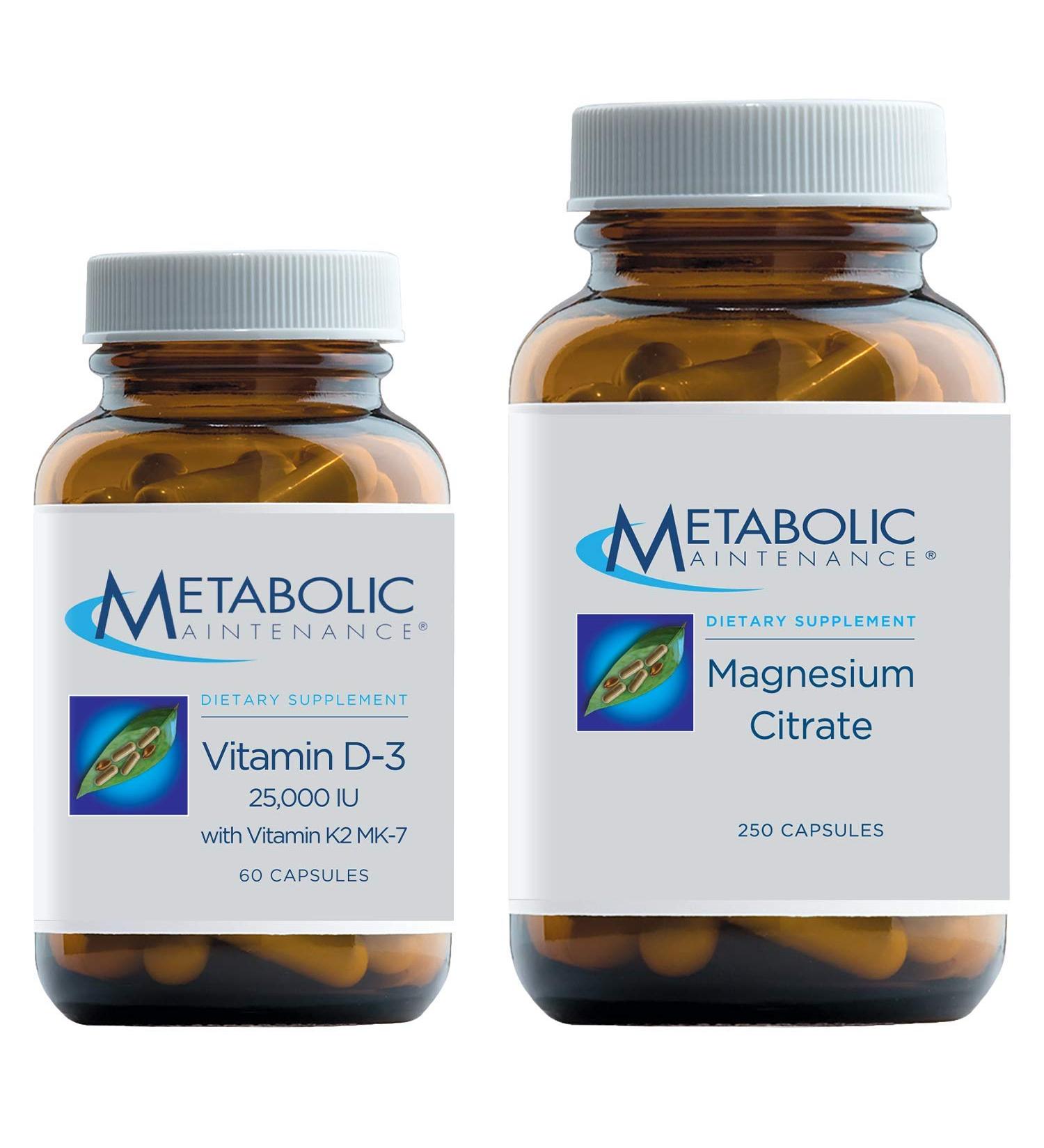 Metabolic Maintenance Set: Magnesium Citrate, Vitamin C, D-3, K2 - 250 Capsules + 60 Capsules - Bone, Immune, Mood, Cardiovascular Support - Buy Online on GoSupps.com
