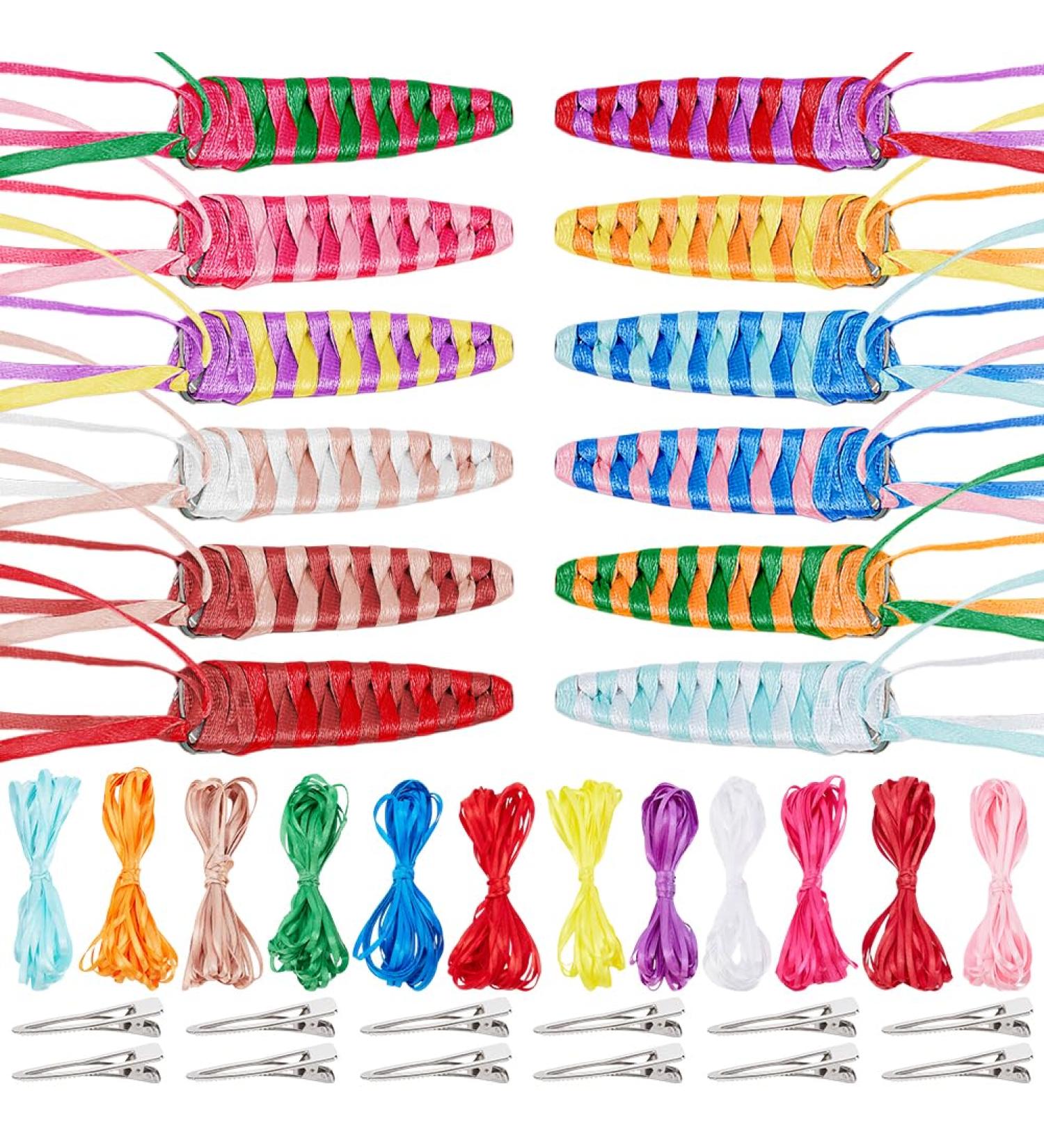 FREEBLOSS 12 Set DIY Ribbon Barette Kit Braided Grosgrain Ribbon Barrette Set Drop Shaped DIY Hair Clips Kit Retro Ribbon Barrettes Making Kit Ribbon Hair Accessories for Girls Instructions Included - Buy Online on GoSupps.com