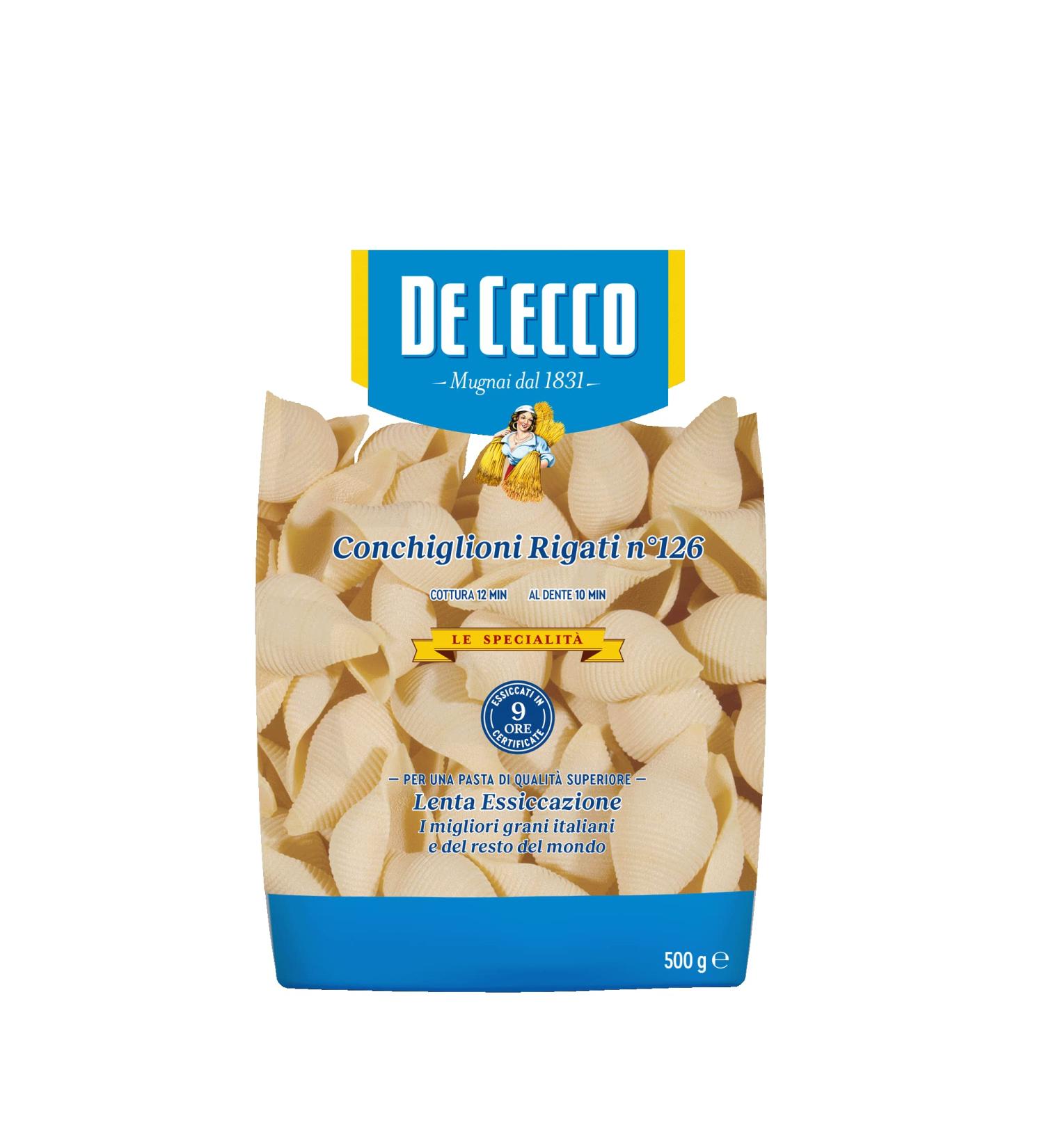  De Cecco CONCHIGLIONI RIGATI N 126 500GR - ITALIAN ARTISANAL PRODUCT - Buy Online on GoSupps.com