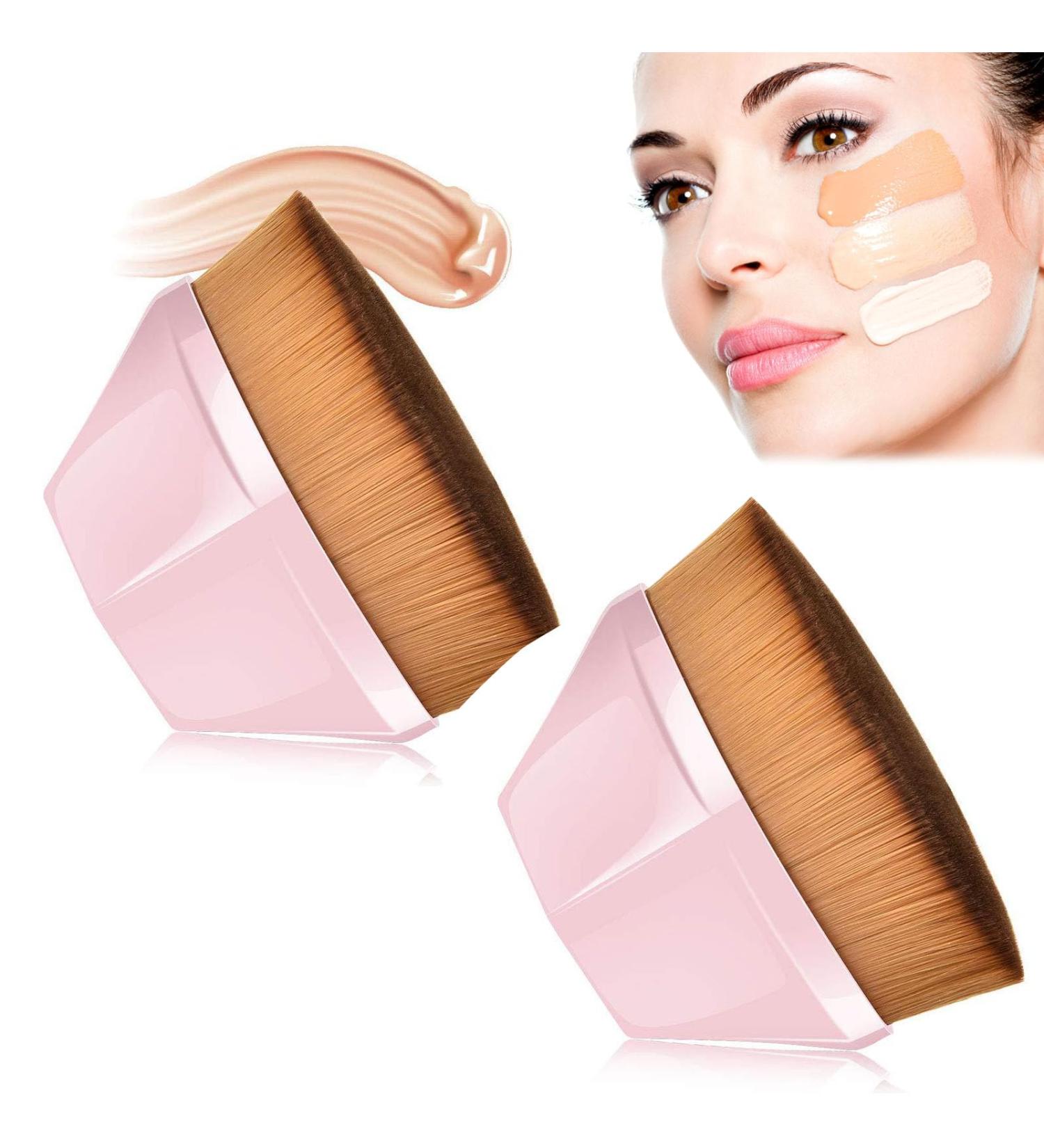 2 Pieces Ideal for Professional Face Base Brush Kabuki Foundation Brush with Box Brush Base Professional Kabuki Brush Liquid Makeup Brush (Pink) - Buy Online on GoSupps.com