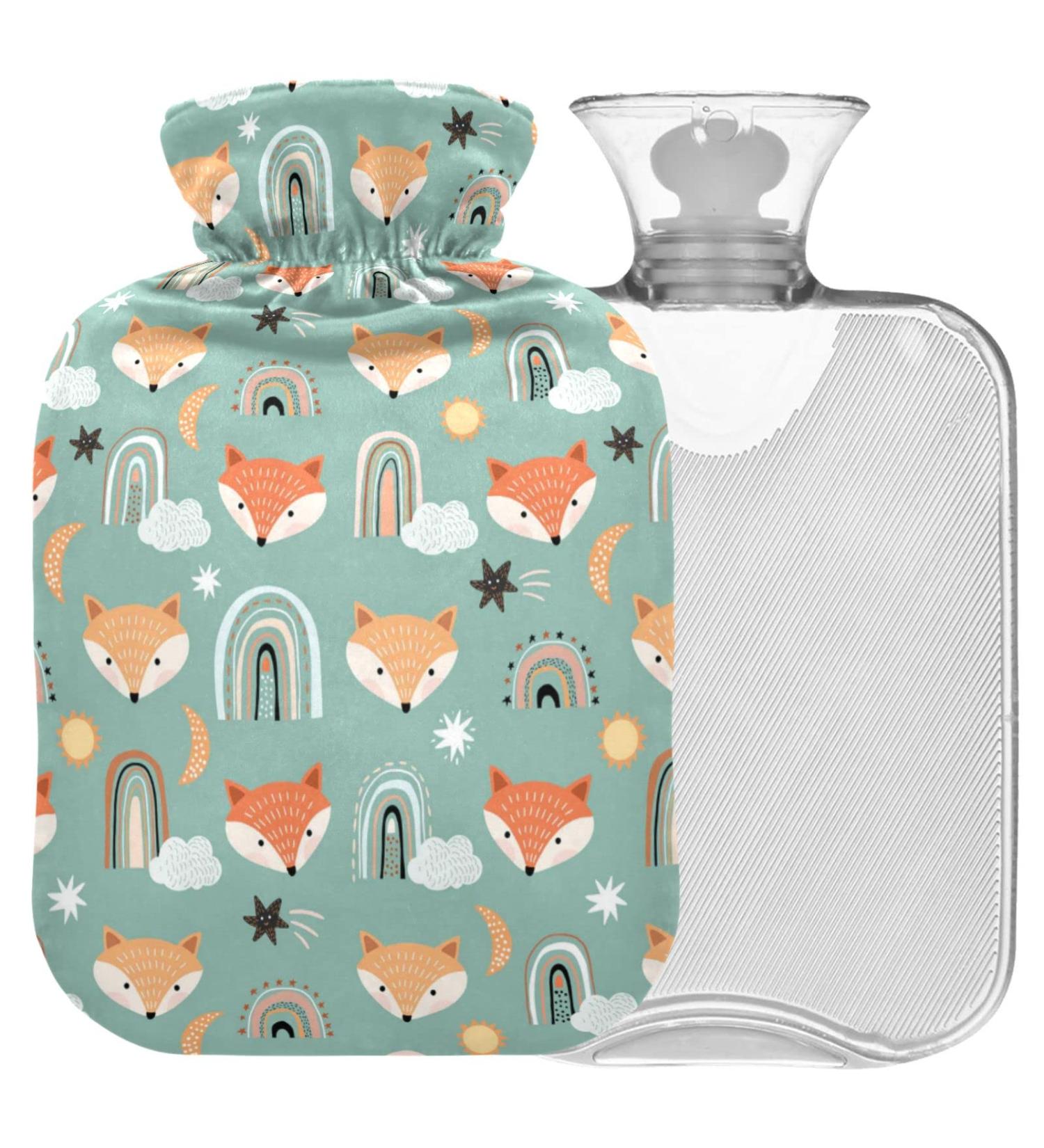 Naanle Rainbow Fox Hot Water Bottle - 1L Heat Therapy for Bed Hand & Foot Pain Relief - Includes Transparent Bag - Buy Online on GoSupps.com