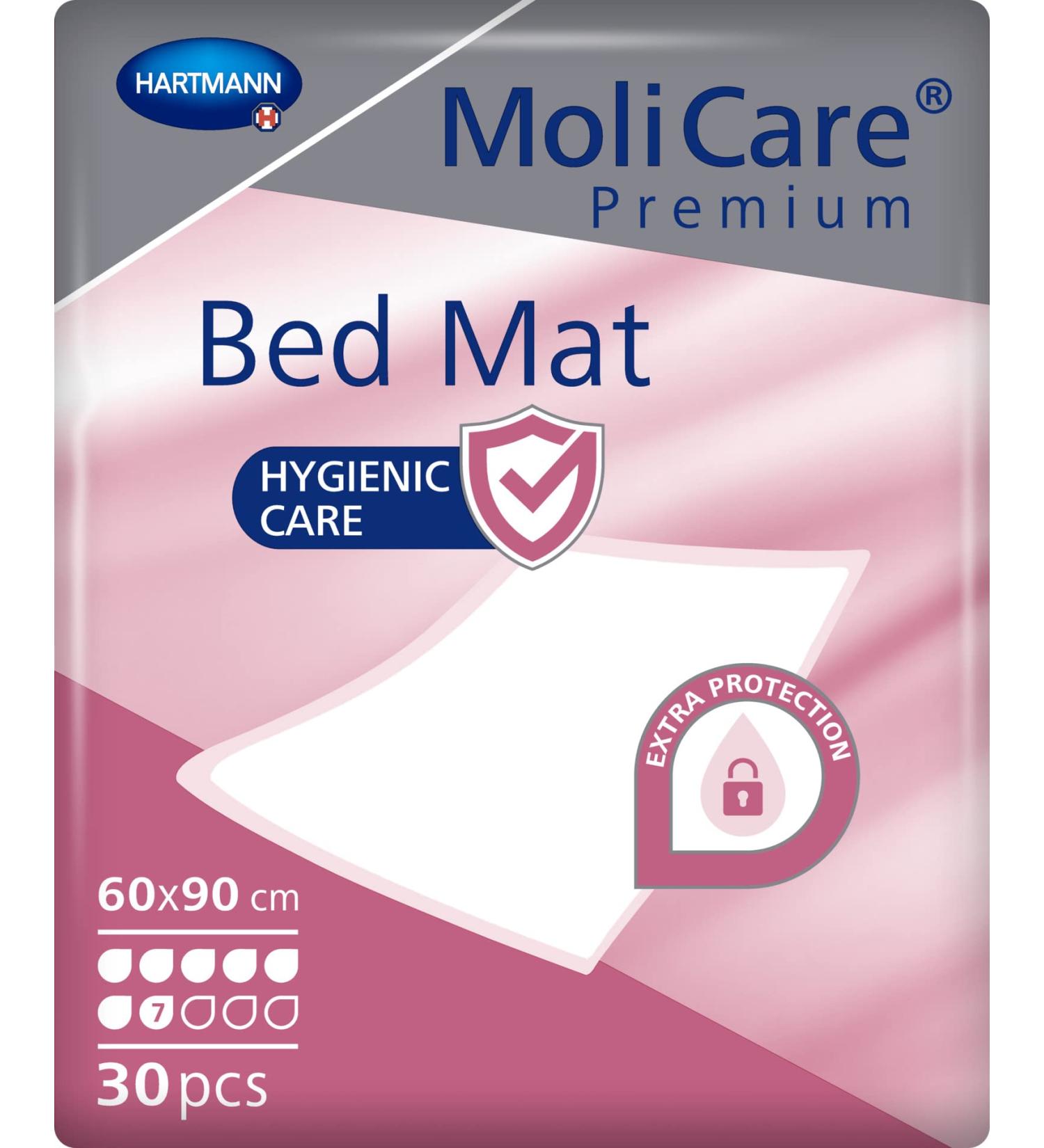 Molicare Premium Bed Mat 7 Drops - Absorbent 60x90 cm Bed Protection Insert (30 Pack) - International Shipping Available - Buy Online on GoSupps.com