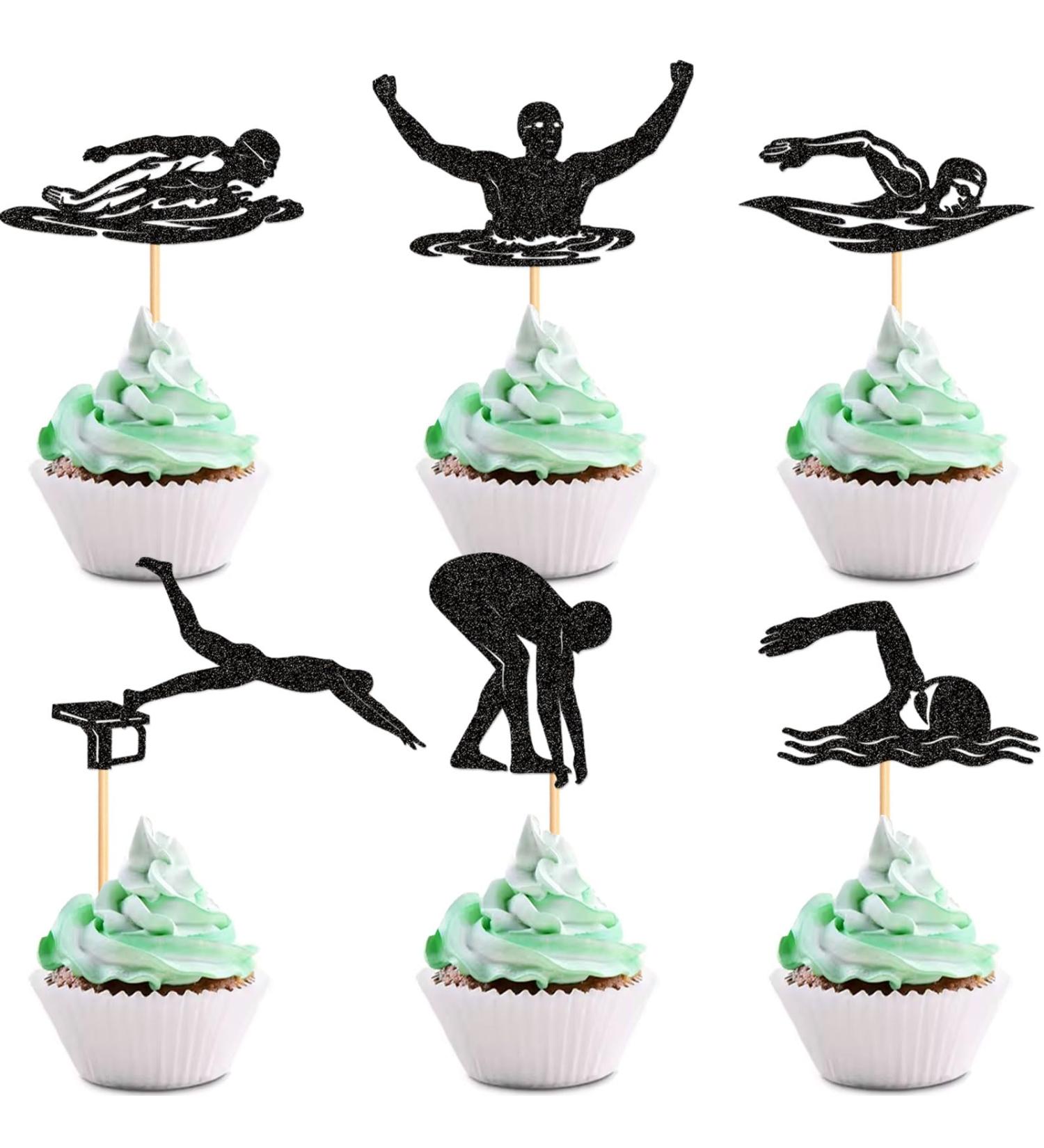 Keaziu 36 Pack Swim Cupcake Toppers Swimming Team Diving Cupcake Picks Swimming Cake Decorations for Summer Beach Pool Party Birthday Baby Shower Supplies - Buy Online on GoSupps.com