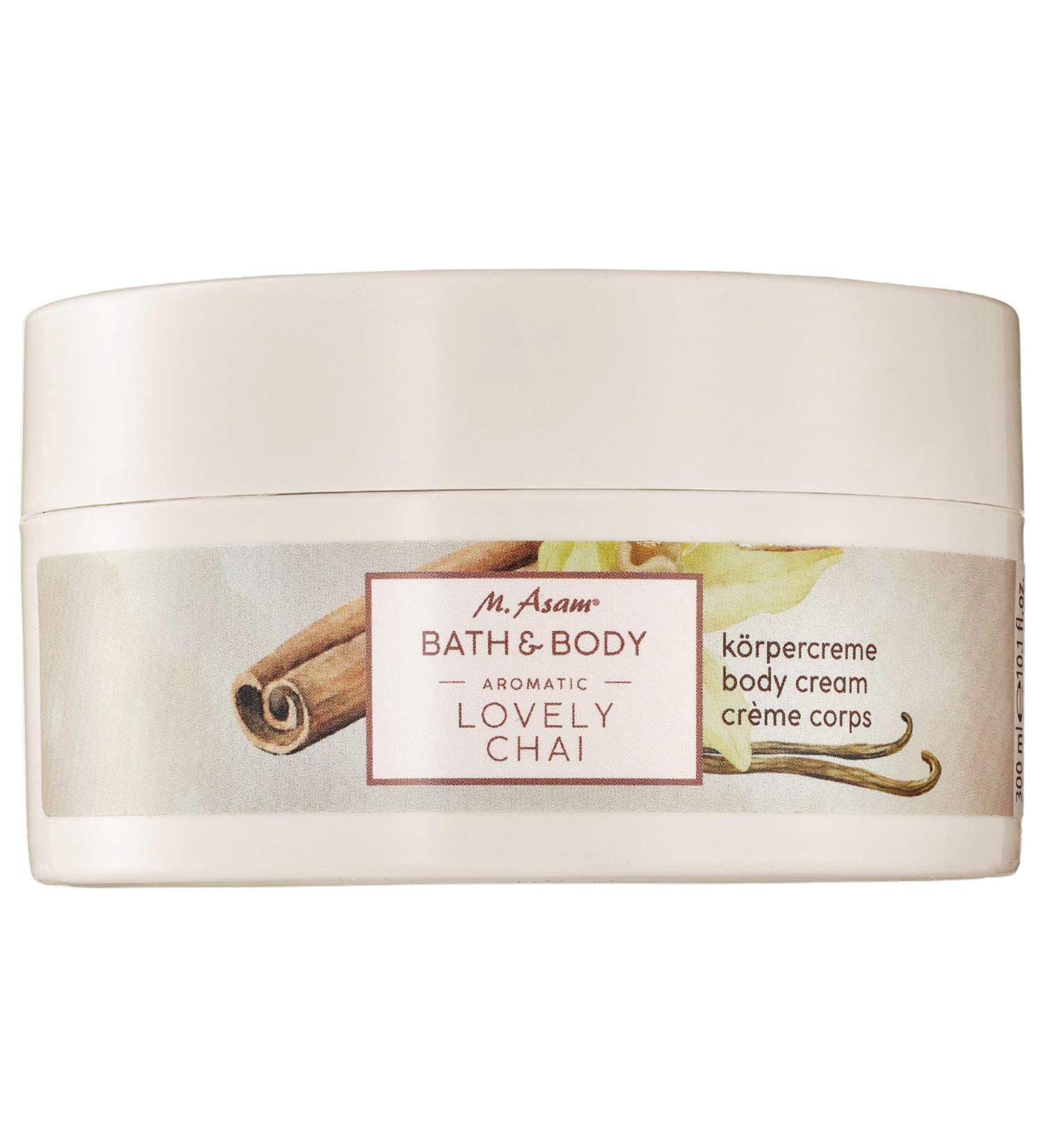 M. Asam BATH & BODY LOVELY CHAI Vanilla Body Cream (300ml) - With Precious Oils and Moisturizes and Protects Skin Creamy Sweet Chai & Vanilla Scent Vegan Formula With Vegetable Butters