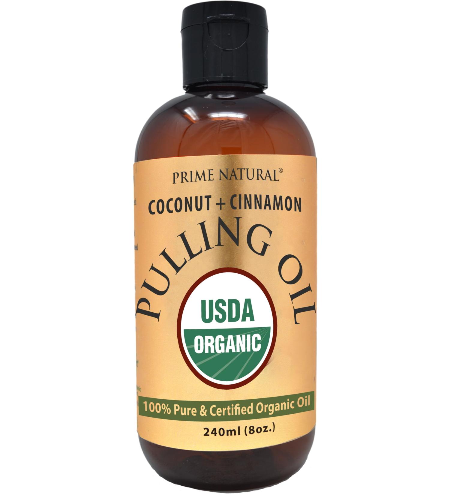 Oil Pulling with Organic Coconut & Cinnamon Bark Oil - 8oz Natural Mouthwash for Teeth Whitening Fresh Breath & Healthy Gums - Buy Online on GoSupps.com