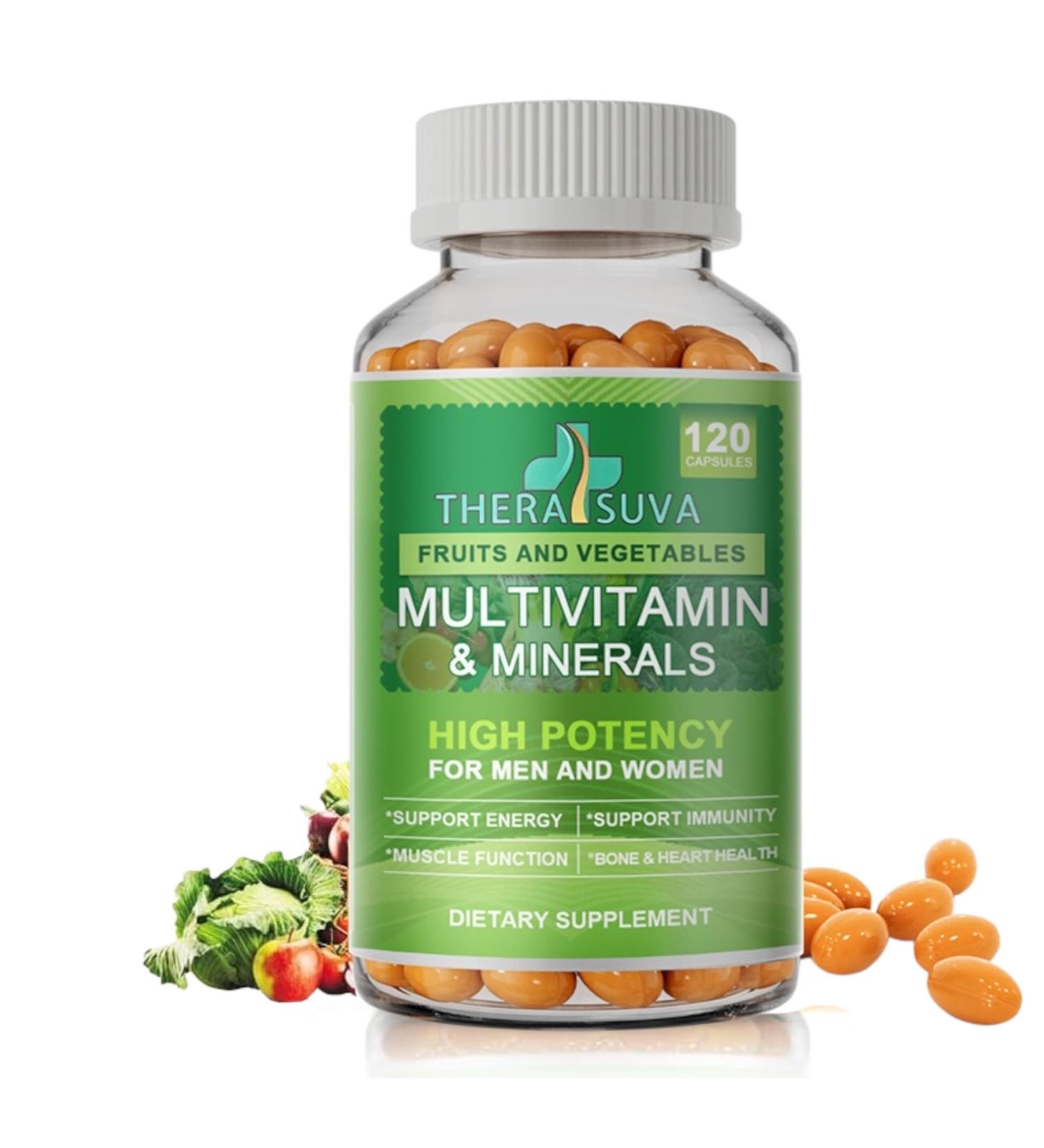 All Natural Multivitamins & Minerals + B Complex + Calcium + Magnesium + Zinc 100% Vegan Sourced Whole Food Supplement Complete Nutritional Support for Men & Women 2 Month Supply 120 Softgels - Buy Online on GoSupps.com