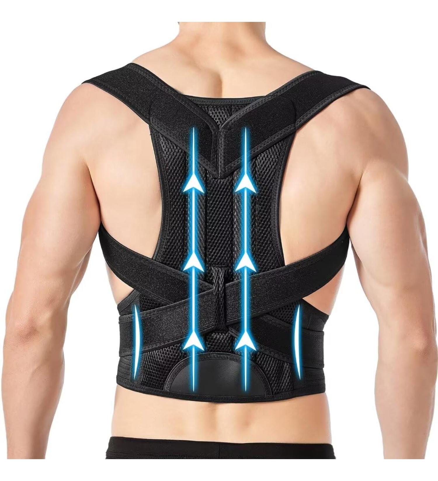 Back Brace Posture Corrector for Men & Women - Adjustable Lumbar Support for Pain Relief - XL Size (37-42 In - Buy Online on GoSupps.com