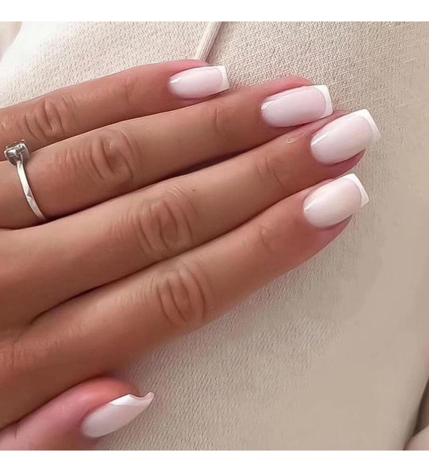 French False Nails Long 24Pcs White French Fake Nails Square Press on Nails Nude French Nail Tips with Nail Glue Full Cover Stick on Nails for Women Girls Nails Art French Nude White - Buy Online on GoSupps.com