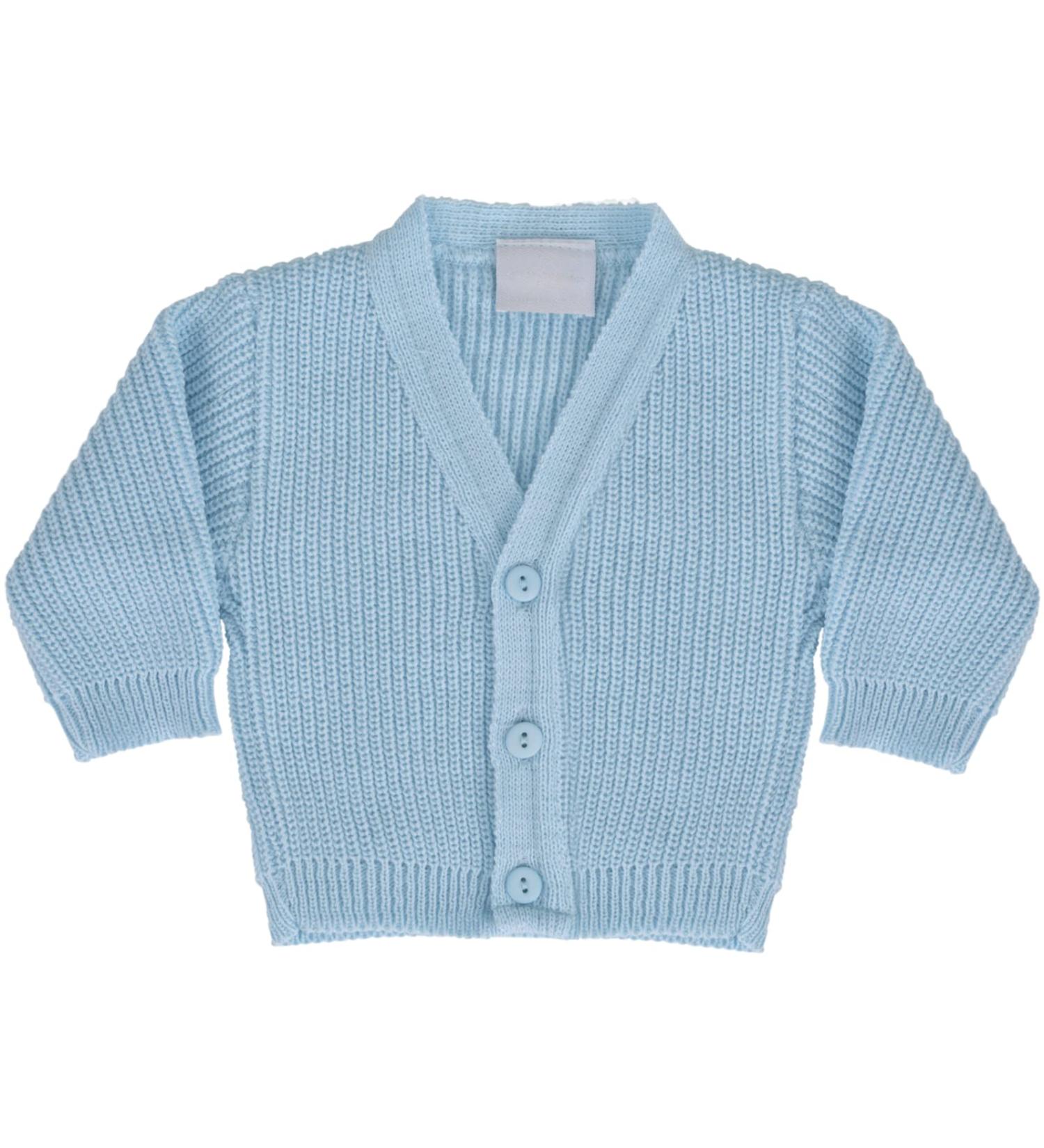 Premature Baby Cardigan | Winter Knitted Ribbed Cardigan for Boys & Girls | 5-8 lb Blue - Buy Online on GoSupps.com