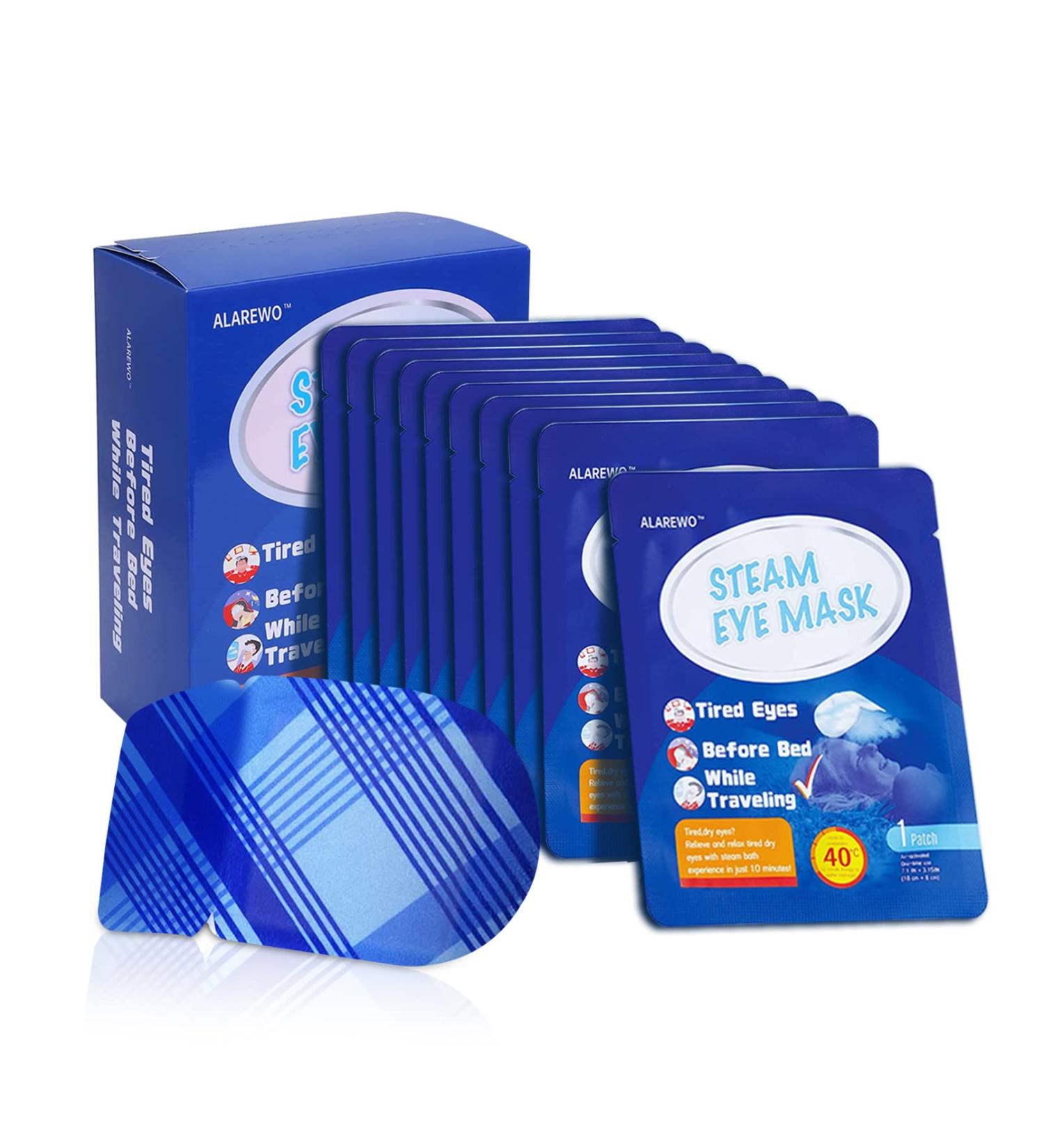 ALAREWO 22 Packs Steam Eye Mask for Dry Eyes & Fatigue - Self Heating Disposable Spa Warm Eye Compress for Stress Relief & Headache - Unscented (22 Count) - Buy Online on GoSupps.com