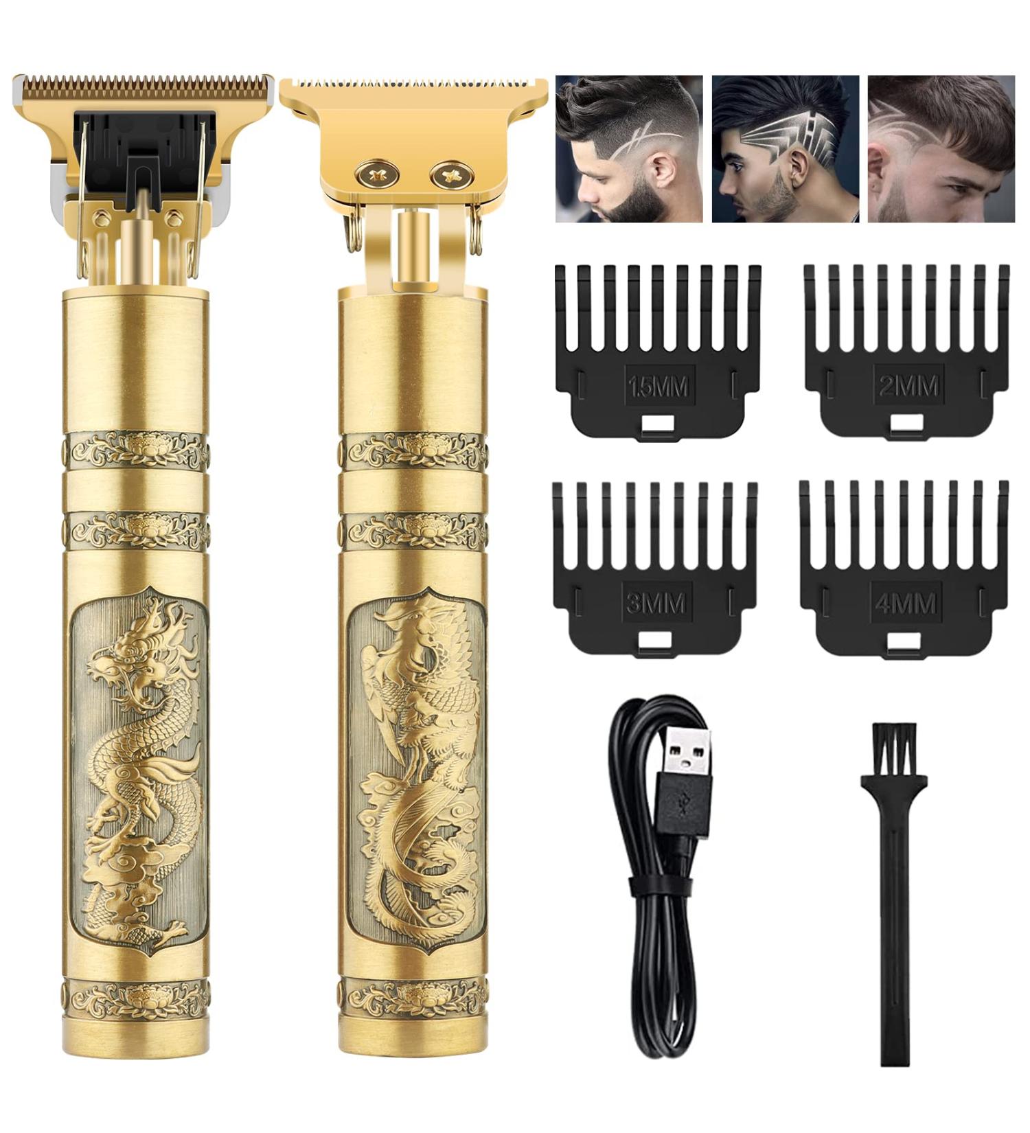 Men's T-Blade Hair Clippers: Electric Beard Trimmer & Cordless Grooming Kit - USB Rechargeable - Bronze Finish - Buy Online on GoSupps.com