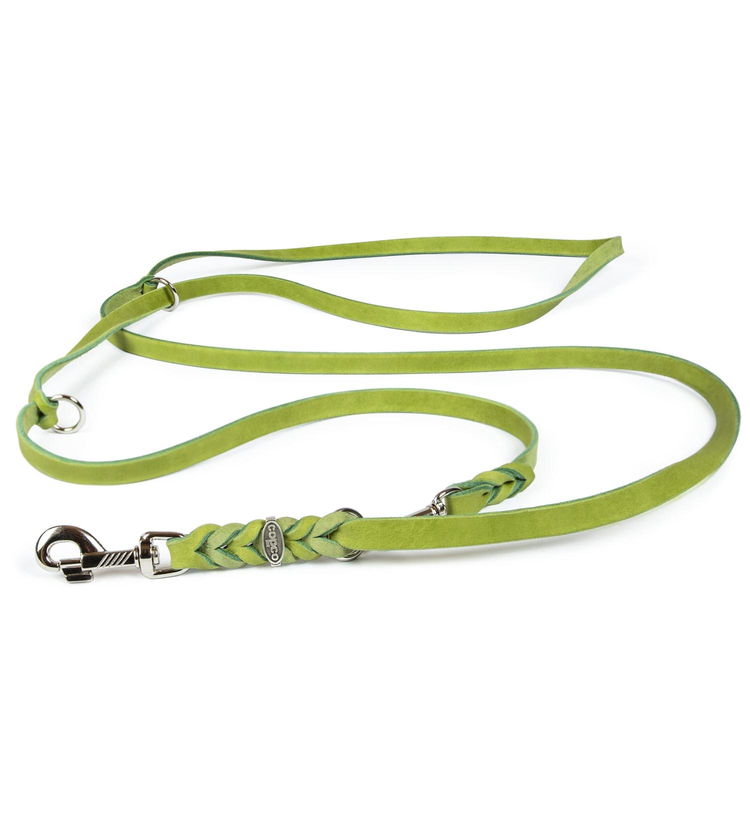 Buy COPCOPET Fat Leather Dog Leash - 3-Way Adjustable Handmade in Germany Soft Leather Chrome Fittings 2.0m x 12mm - Green | International Shipping Available - Buy Online on GoSupps.com