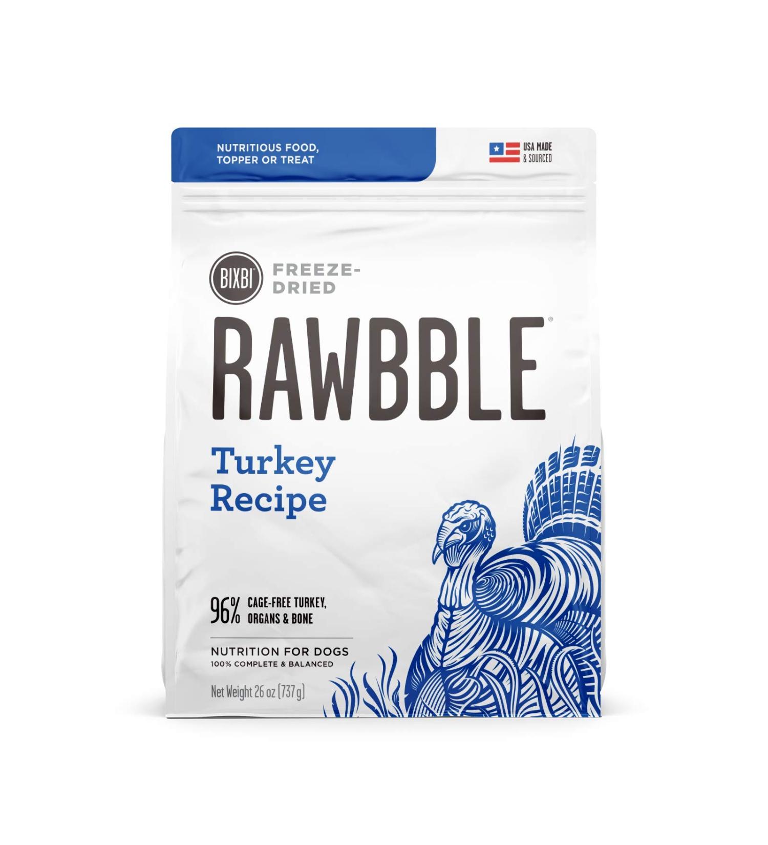 BIXBI Rawbble Freeze Dried Dog Food Turkey Recipe 26 oz - 96% Meat & Organs - No Fillers - Made in USA - Small Batch Raw Dog Food - Buy Online on GoSupps.com