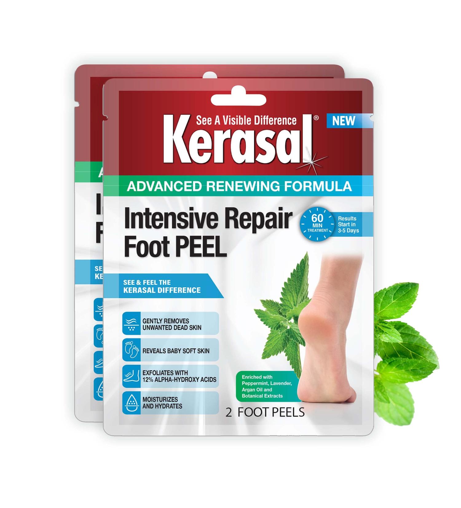 Kerasal Intensive Foot Repair Ointment & Peel Set for Cracked Heels and Dry Feet - 1oz Ointment & 2 Pairs Foot Peel - Buy Online on GoSupps.com