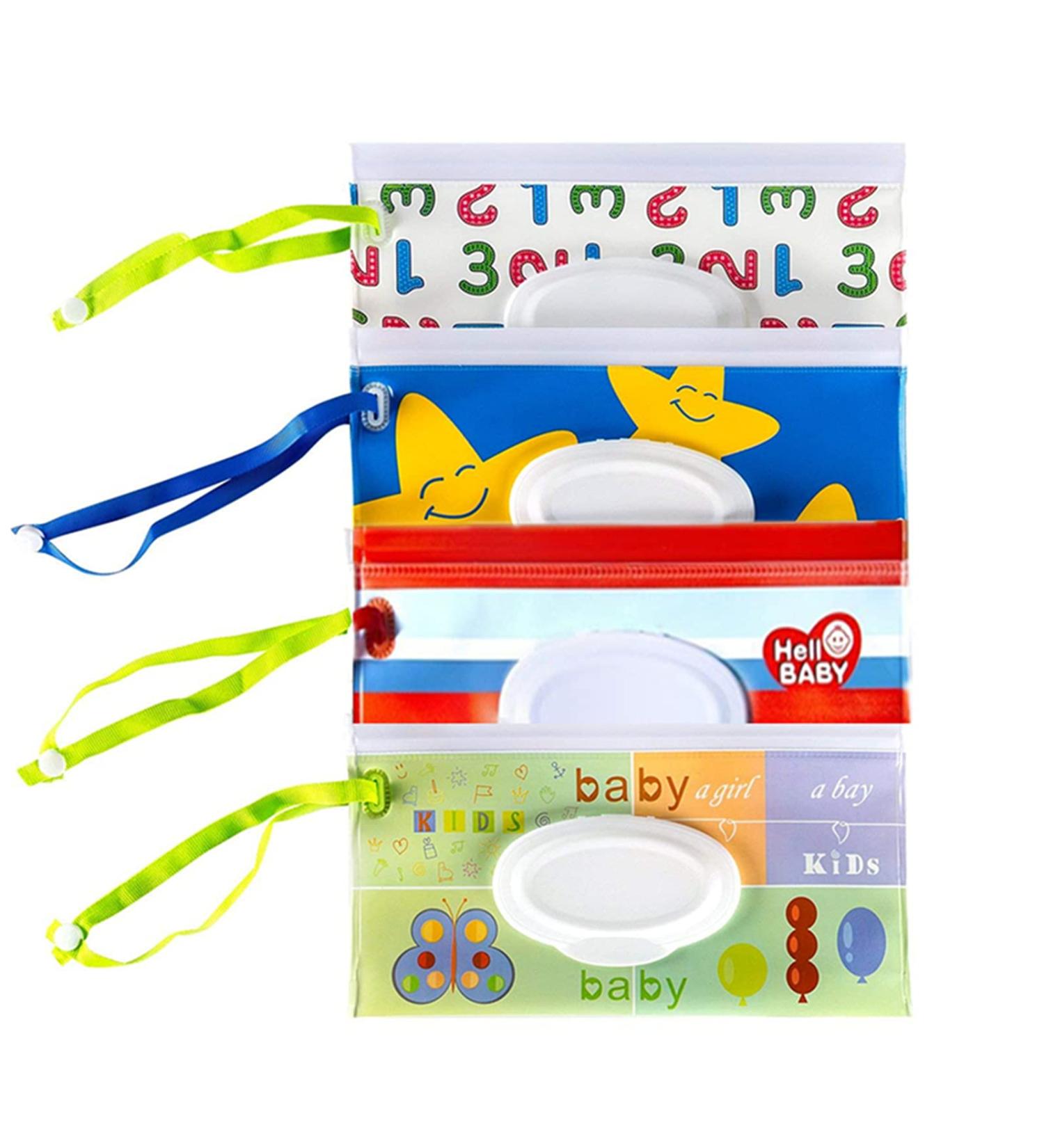 Joyous Journey 4-Pack Portable Wet Wipe Pouch Dispenser Reusable Baby Diaper Wipe Holder Refillable Personal Travel Clutch Dispenser Holder | Keeps Wet Wipes Moist - Buy Online on GoSupps.com