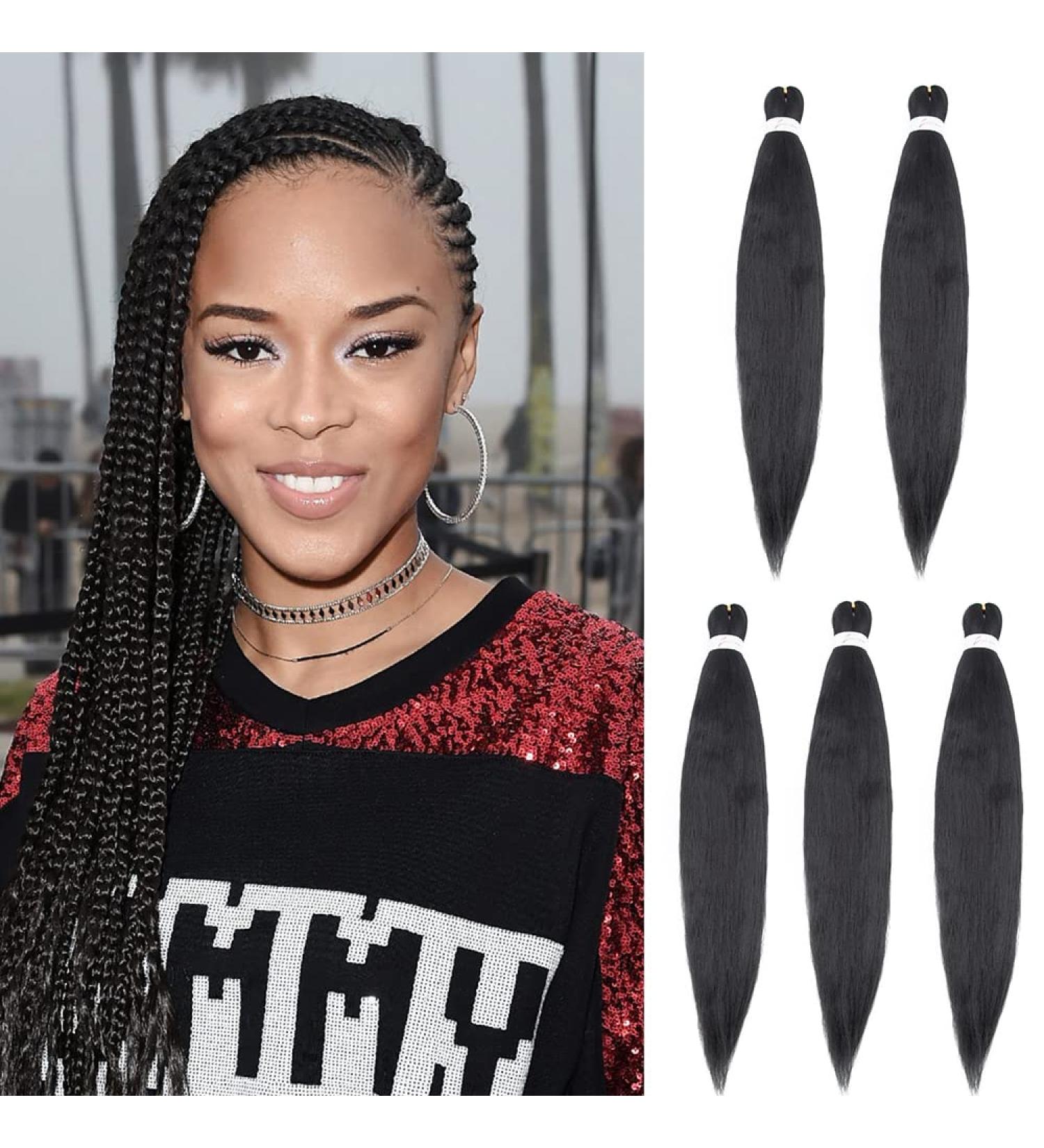 66cm Pre-Stretched Braids - 5 Bundle Yaki Crochet Hair Extensions - Natural Black Anti-Stretched Braiding Hair - Buy Online on GoSupps.com