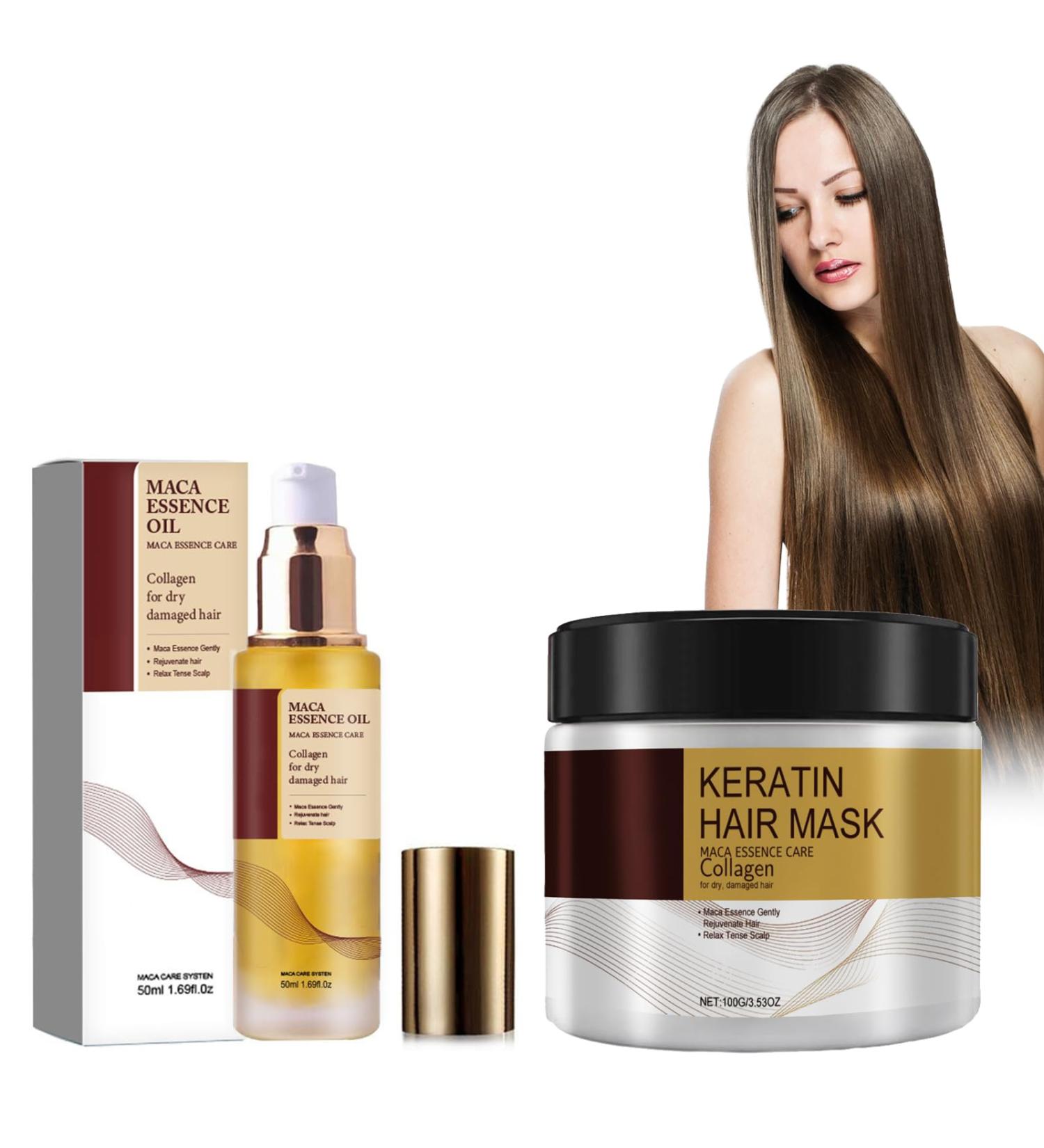 Grgowe Cheveux l'Huile Essentielle d'Argan+Masque Capillaire Au Collag ne Nourrissante Traitement Capillaire Au Collag ne Huile Essentielle d'Argan Marocaine Hydrate Les Cheveux Secs Et Cr pus - Buy Online on GoSupps.com